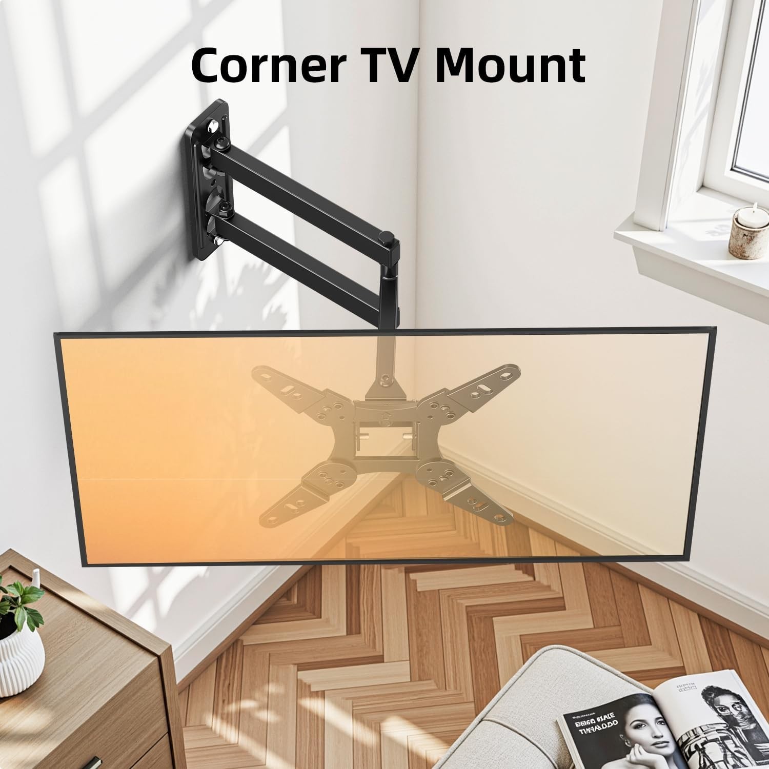 32+ 40 Inch Full Motion TV Wall Mount for 13-43" Tvs & Monitor, 360° Rotating Sm