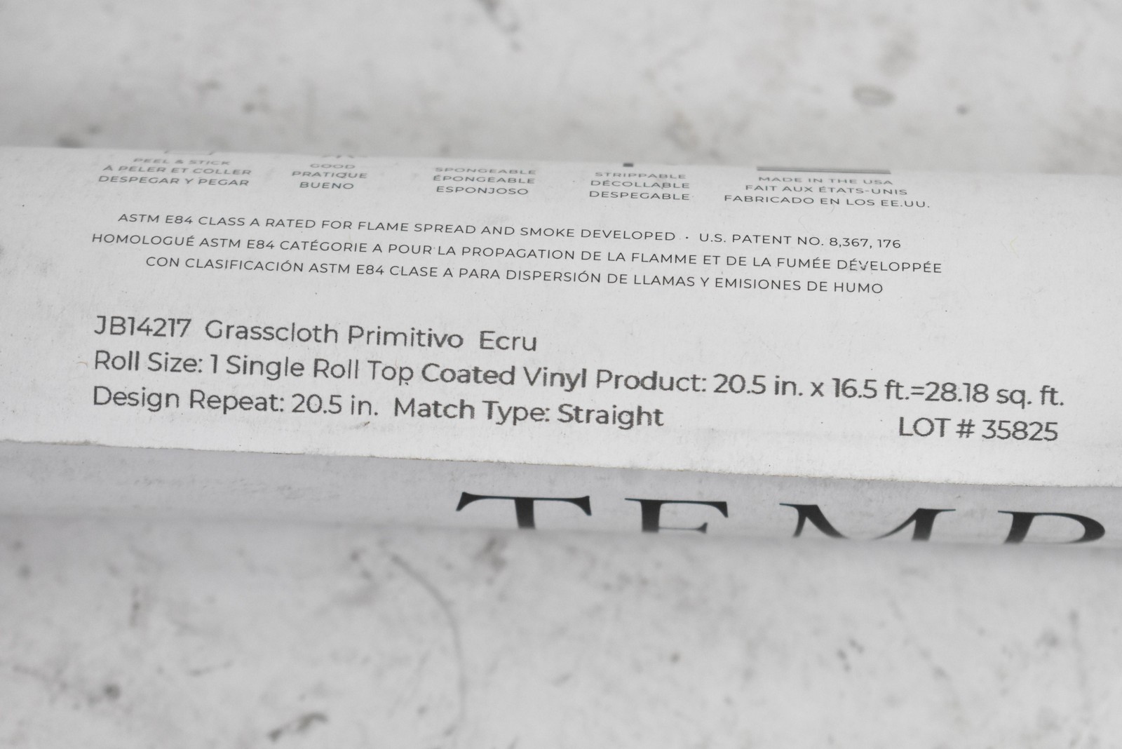TEMPAPER Peel & Stick Contact Paper Grasscloth Primitivo Ecru Beige Large