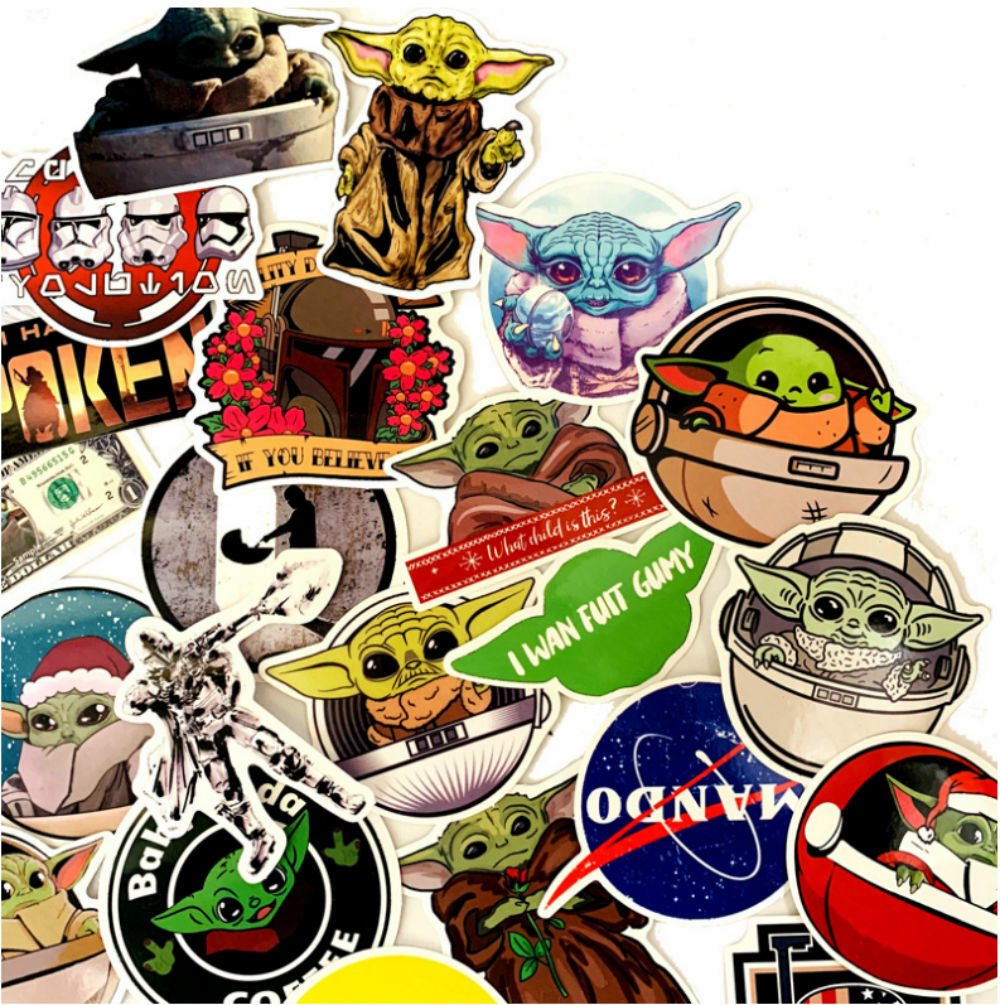 50 Pcs Mandalorian Baby Yoda Vinyl Stickers for Car Laptop Luggage Suitcase