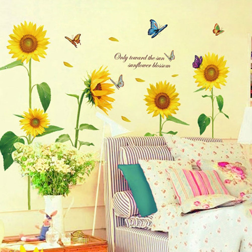 Sunflower Flower Wall Sticker Art Home Decal Mural Decoration 90cm x 60cm