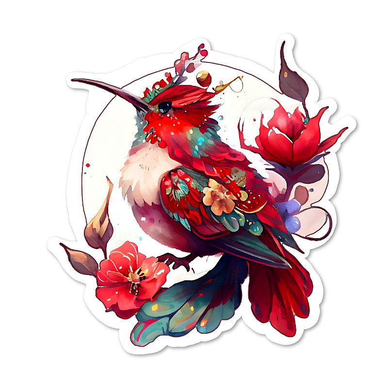 Hummingbird Vinyl Sticker, Water Resistant, Scrapbooking, Laptop, Water Bottle