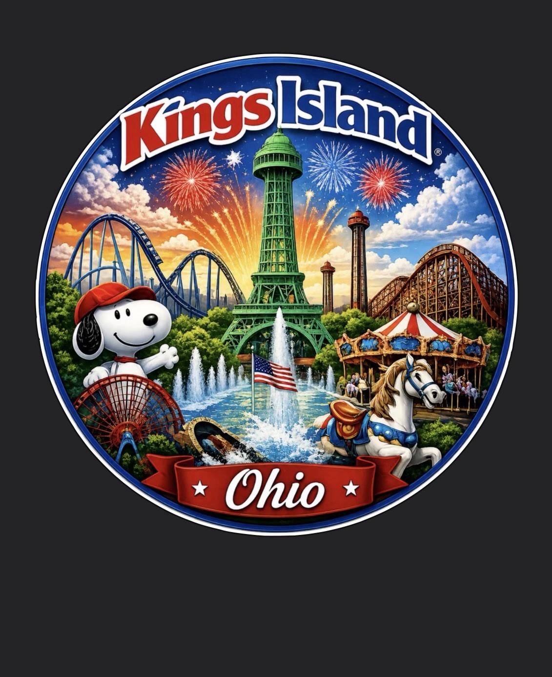 New 3” Round Kings Island Amusement Park Collectible Souvenir Tourist Sticker