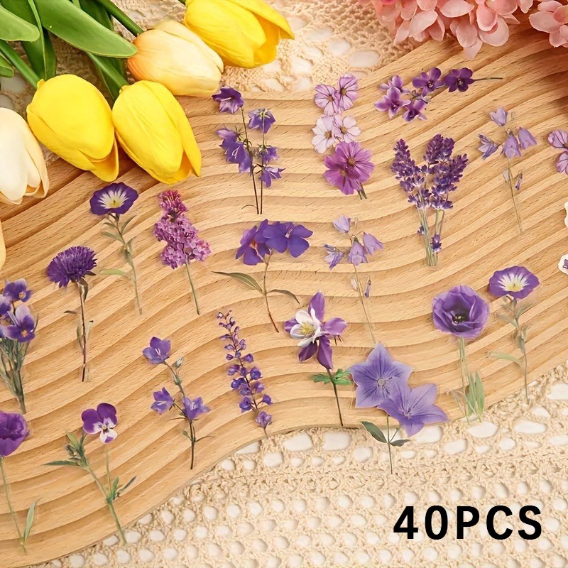 Lightweight Durable Easy to Install Purple Series Decorative Flower Pet Stickers