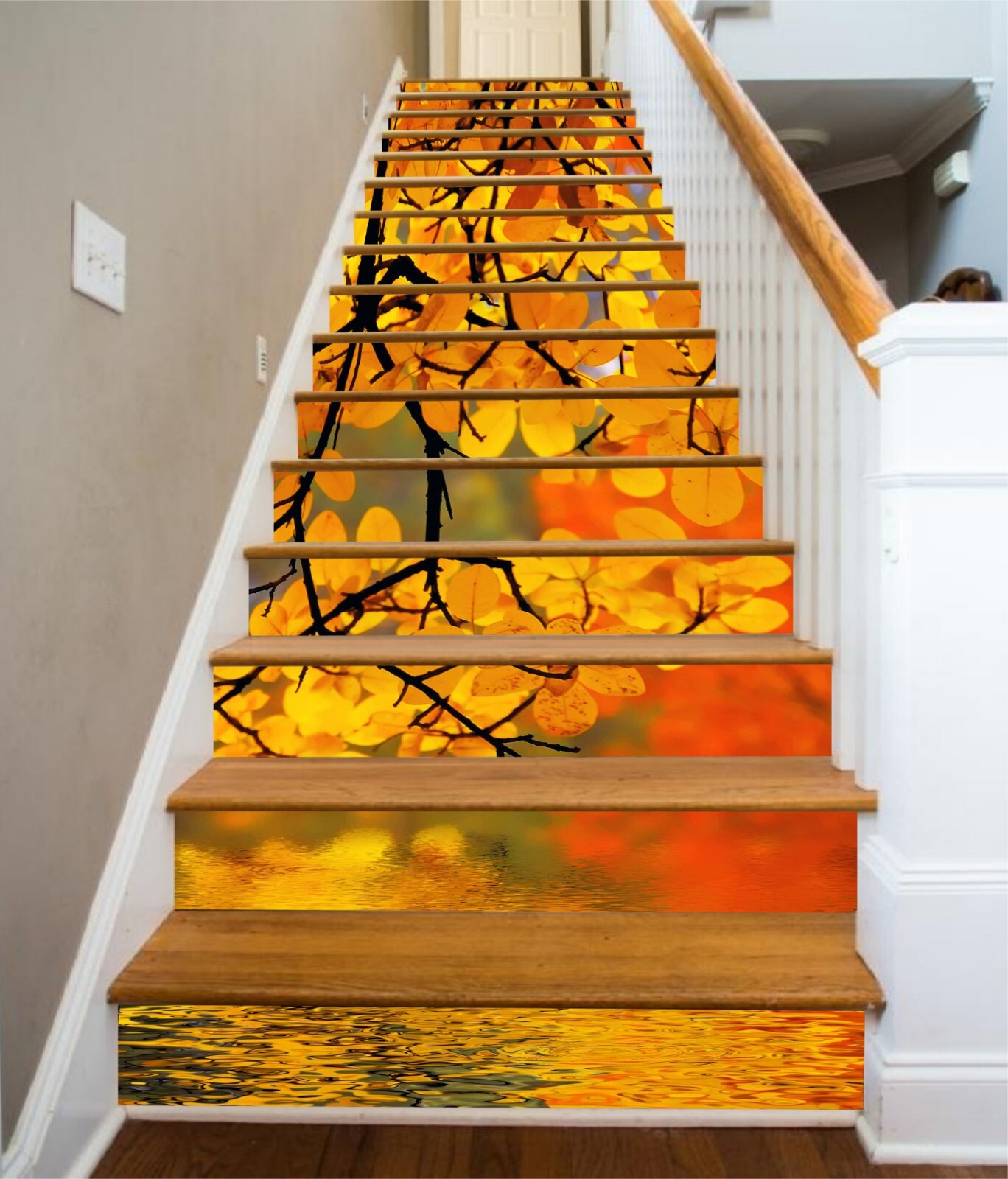3D Autumn Leaves AZ1357 Stair Risers Decoration Mural Vinyl Wallpaper Kay