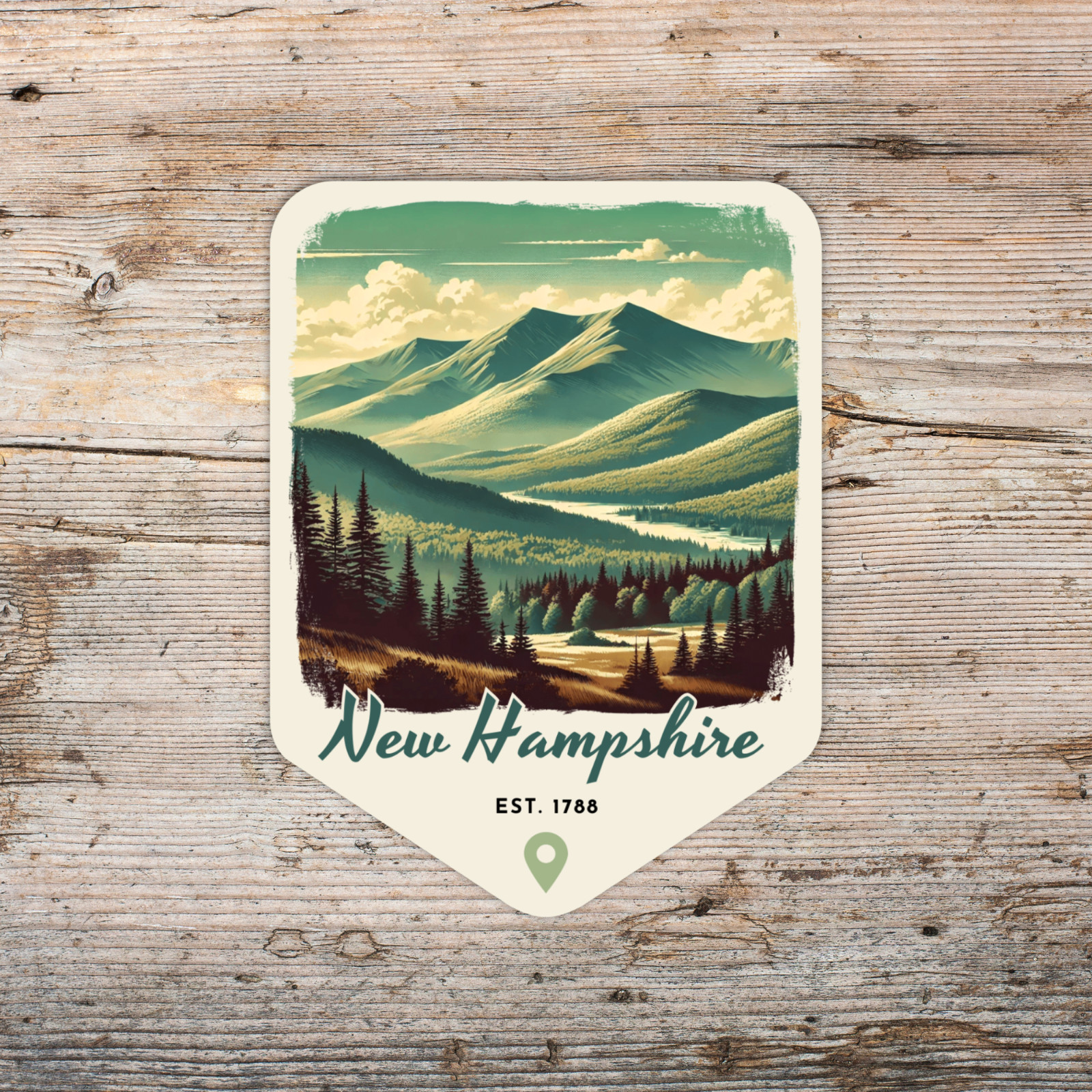New Hampshire State Sticker Retro Travel Vinyl Decal for Laptop Water Bottle Car