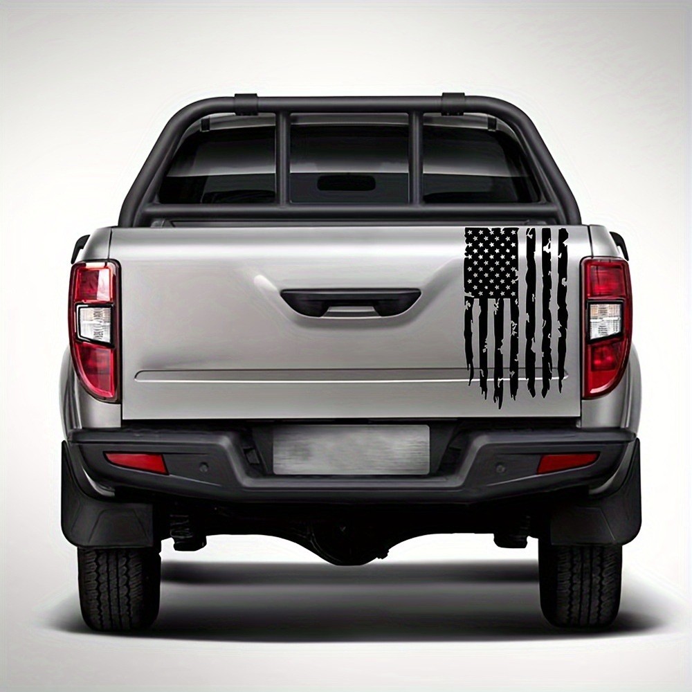 1 PCS Distressed Flag, 20 Inches Tailgate Vinyl Decal Compatible With Most Black