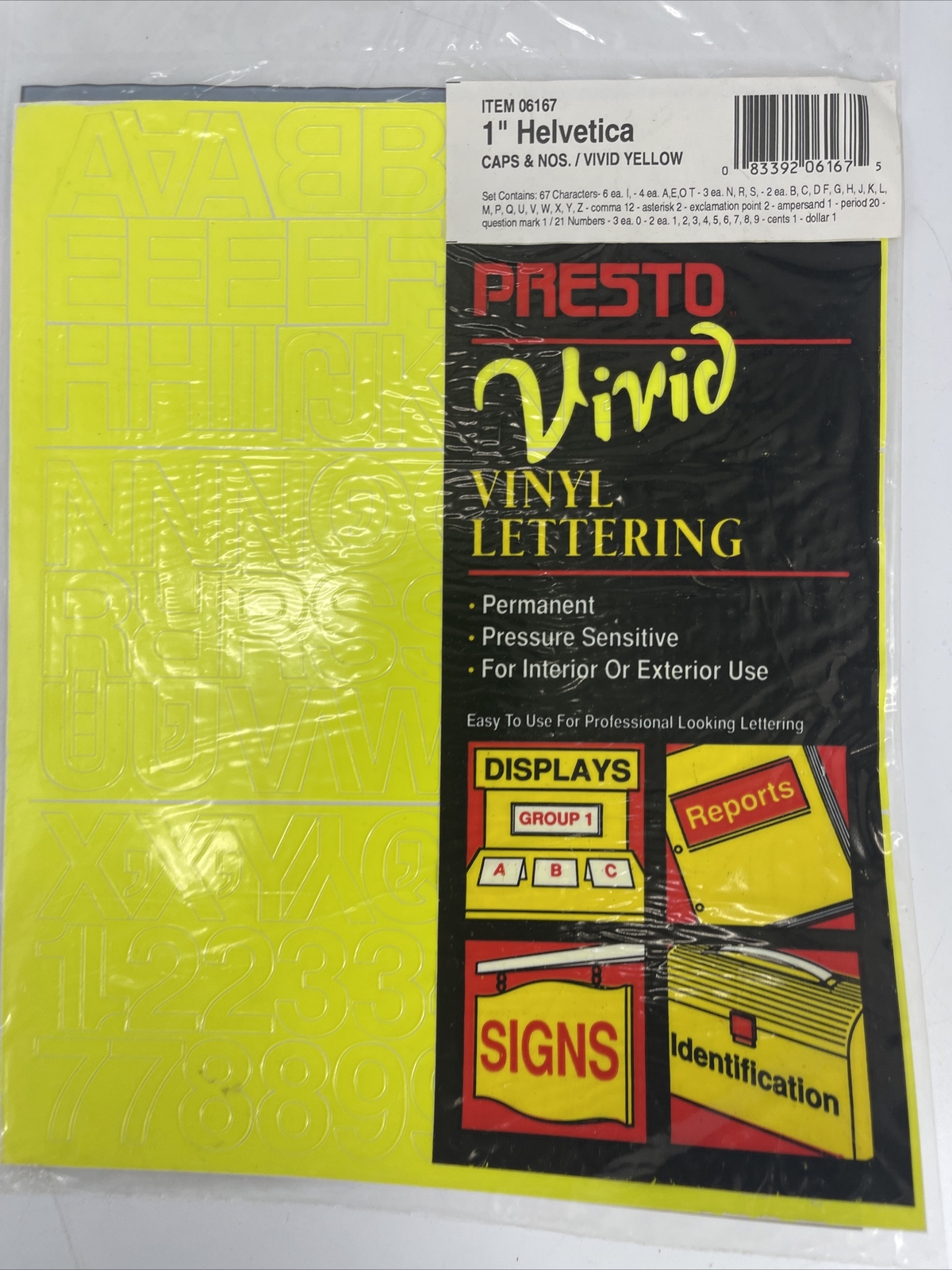 Presto Vinyl Lettering Solid Vinyl Sheets Foil Vivid Yellow #06167