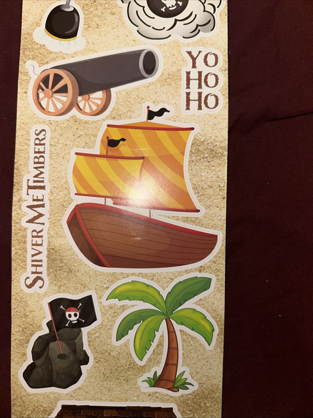Large Sticker Wall Decals Pirate Island. Treasure chest, lighthouse boat. 5 sets