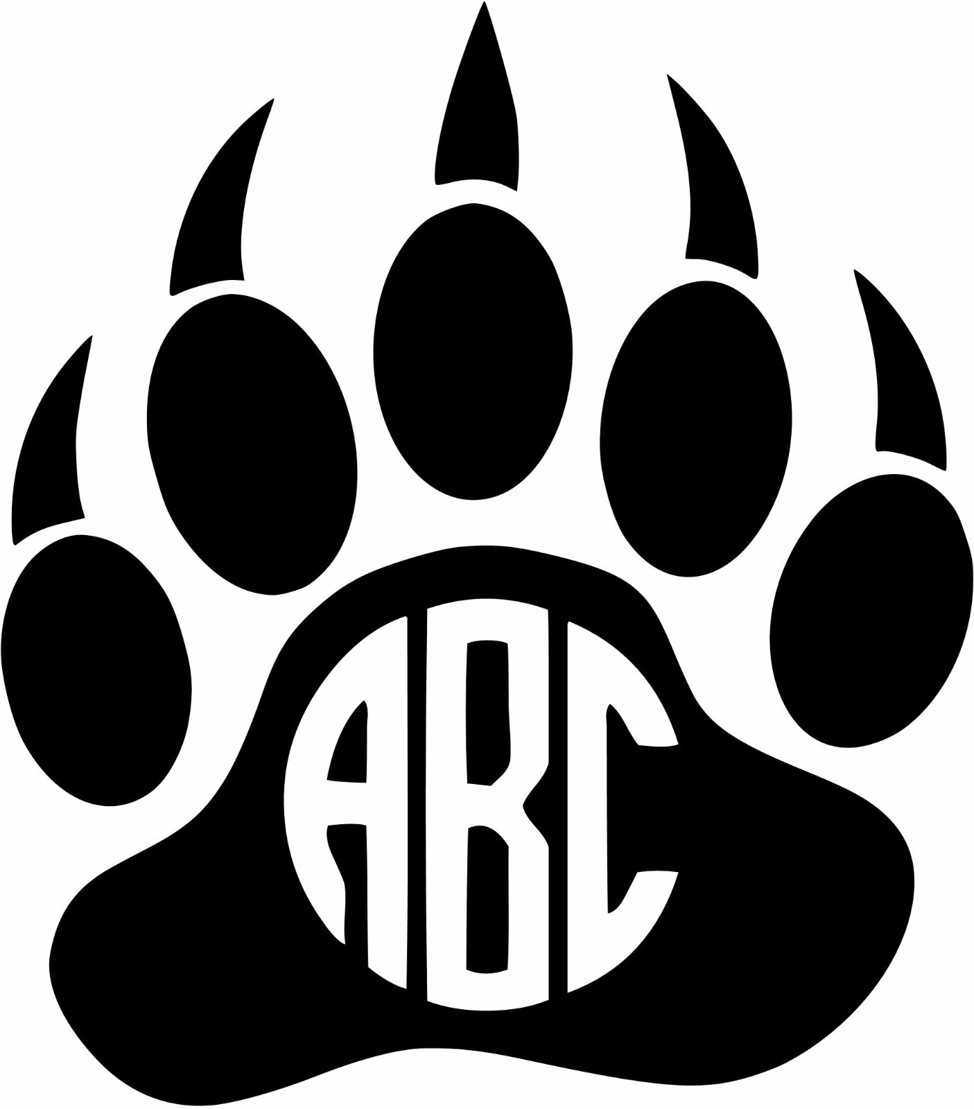 Custom Bear Paw Monogram Initials Personalized Vinly Decal U Pick SIZE + COLOR