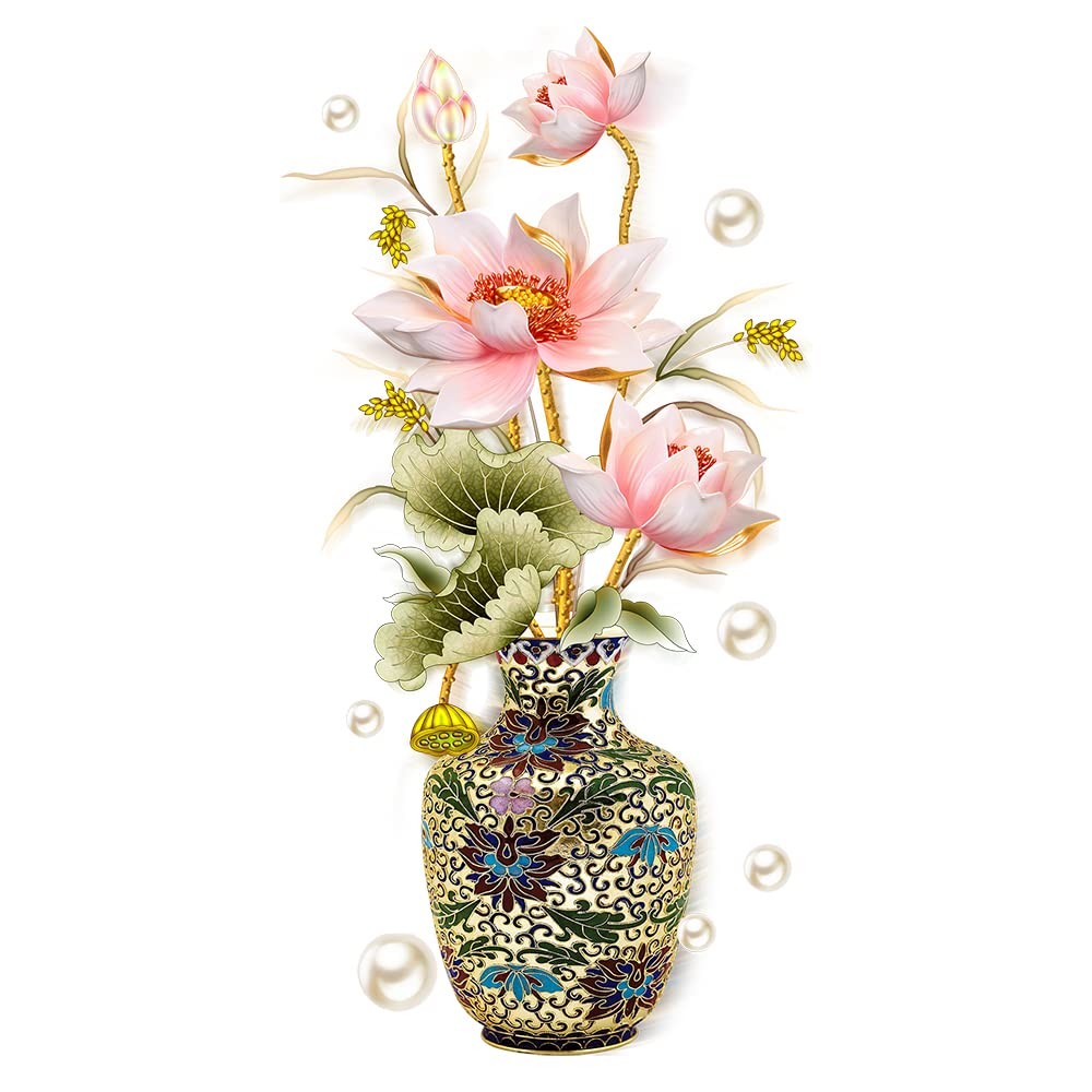 Dechom Chinese Style Lotus Flower Classical 11.8" × 35.4", Vase