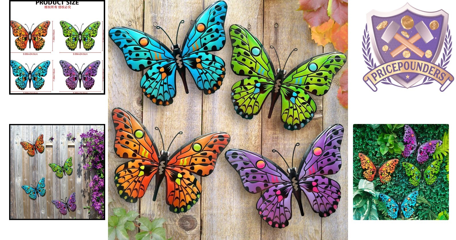 Metal Butterfly Wall Art – 9.6" Colorful Outdoor Decor for Garden Living Room