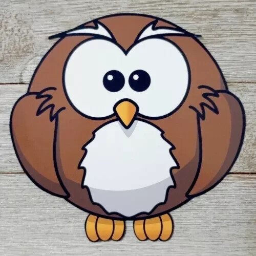 bird brown owl wall sticker glossy 5.5 inch new