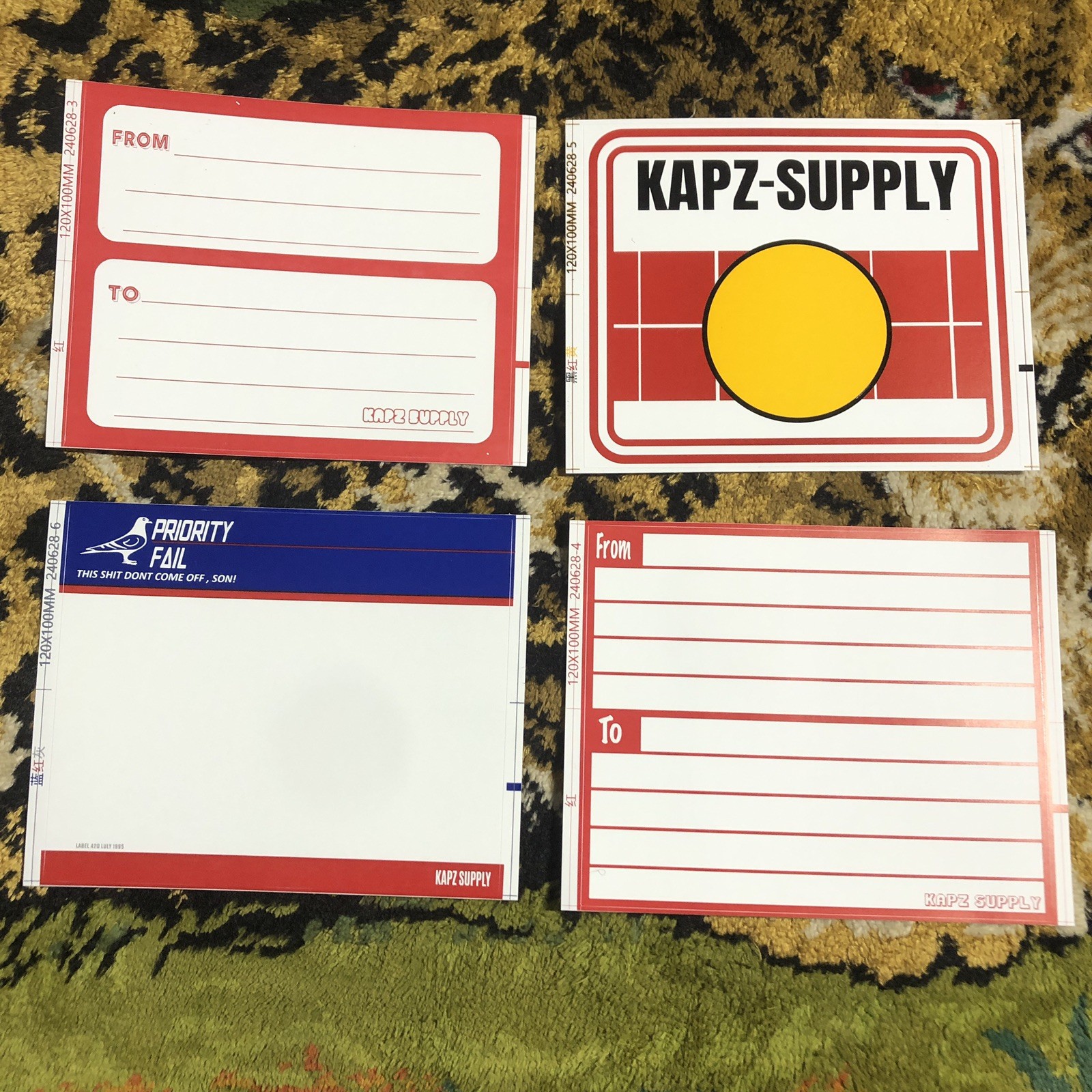 KAPZ SUPPLY DESTRUCTIBLE VINYL EGGSHELL JUMBO 10x12CM STICKER SLAPS PRIORITY 50