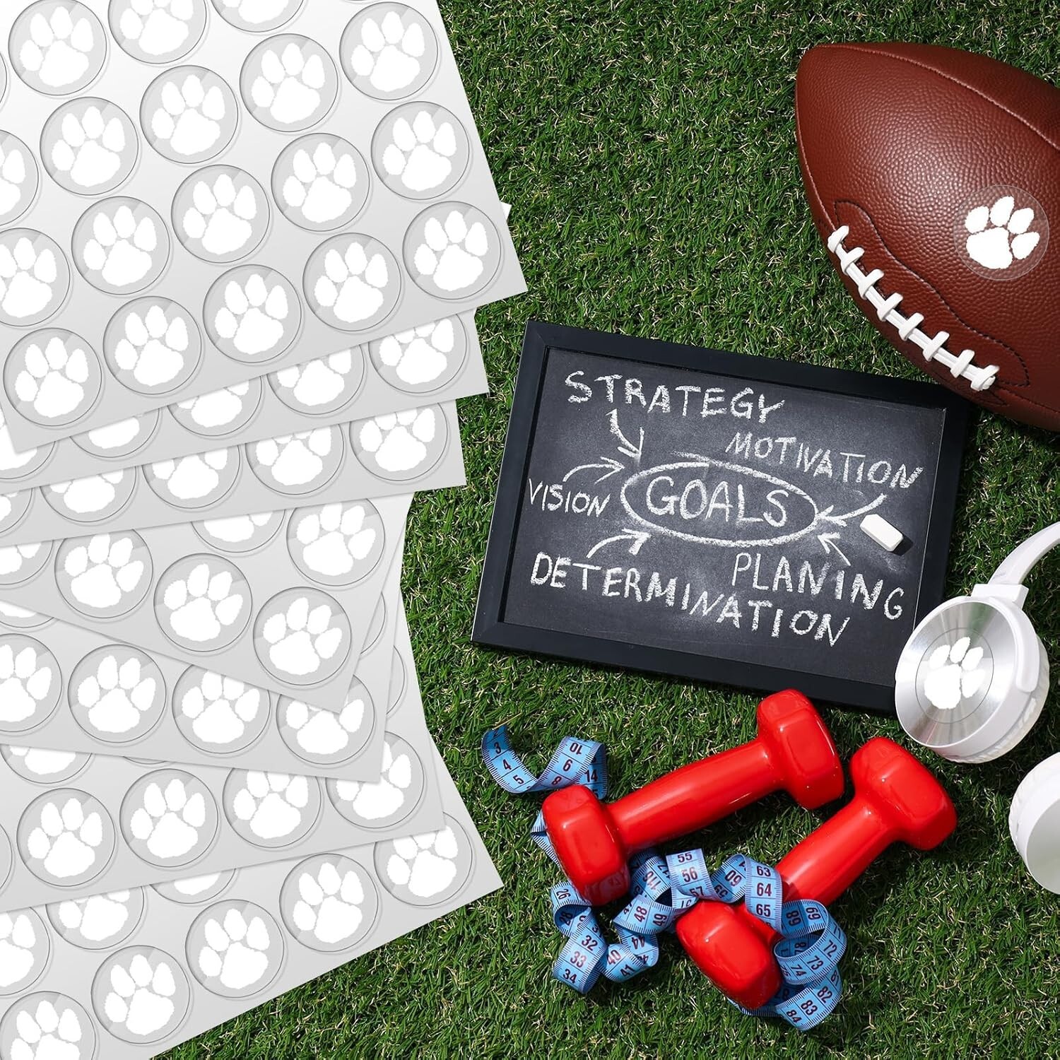 Dog Paw Helmet Stickers 200Pcs 1" Pet Paw Self Adhesive Decals Football Baseb…