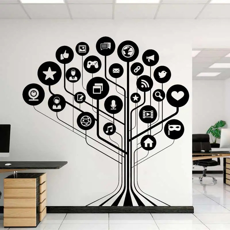Technology Tree Computer Circuit Diagram Wall Sticker Science Classroom
