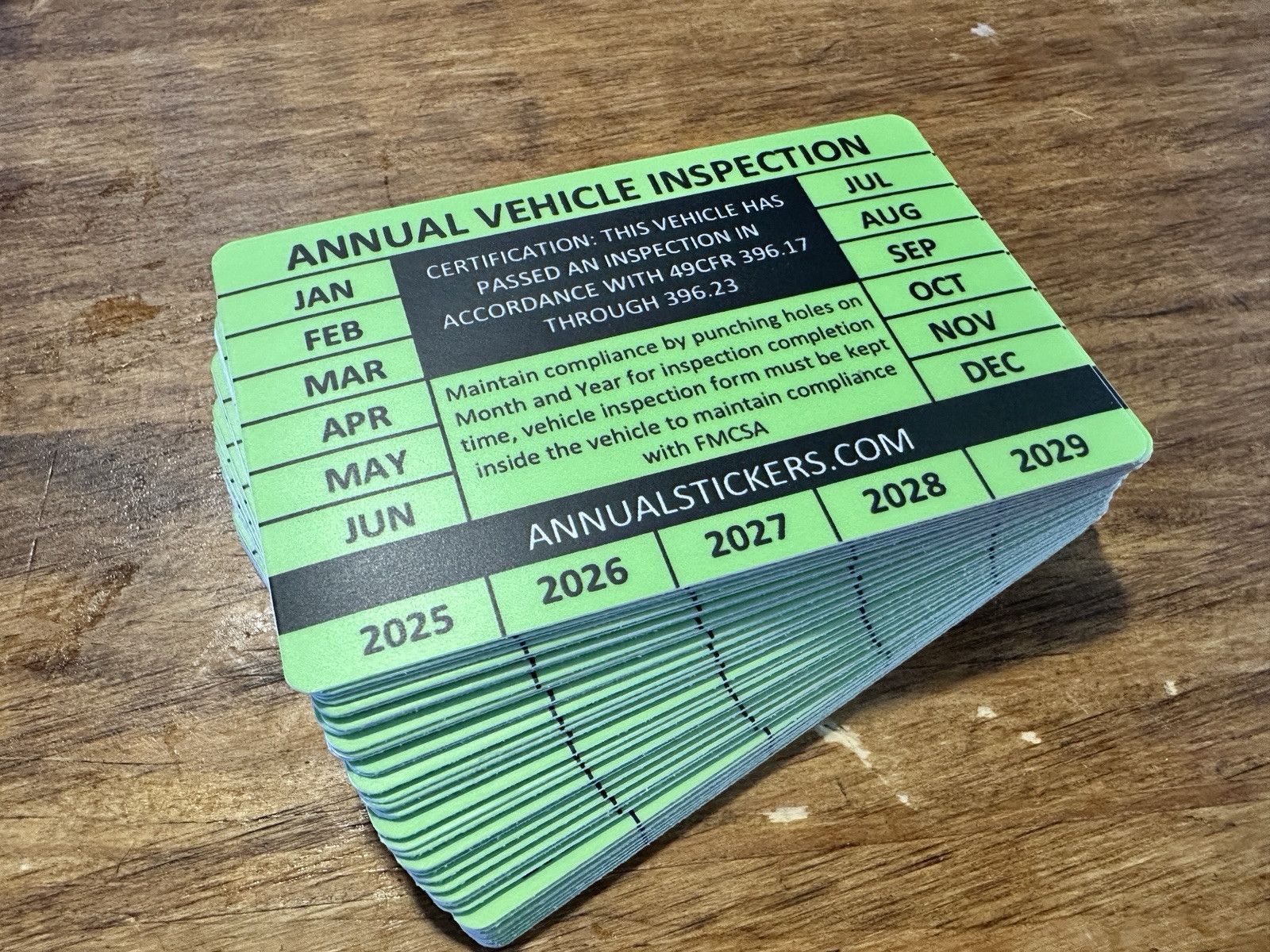 50 Pack Annual Vehicle Inspection Decal Sticker Trucks Trailers Semi Dot green