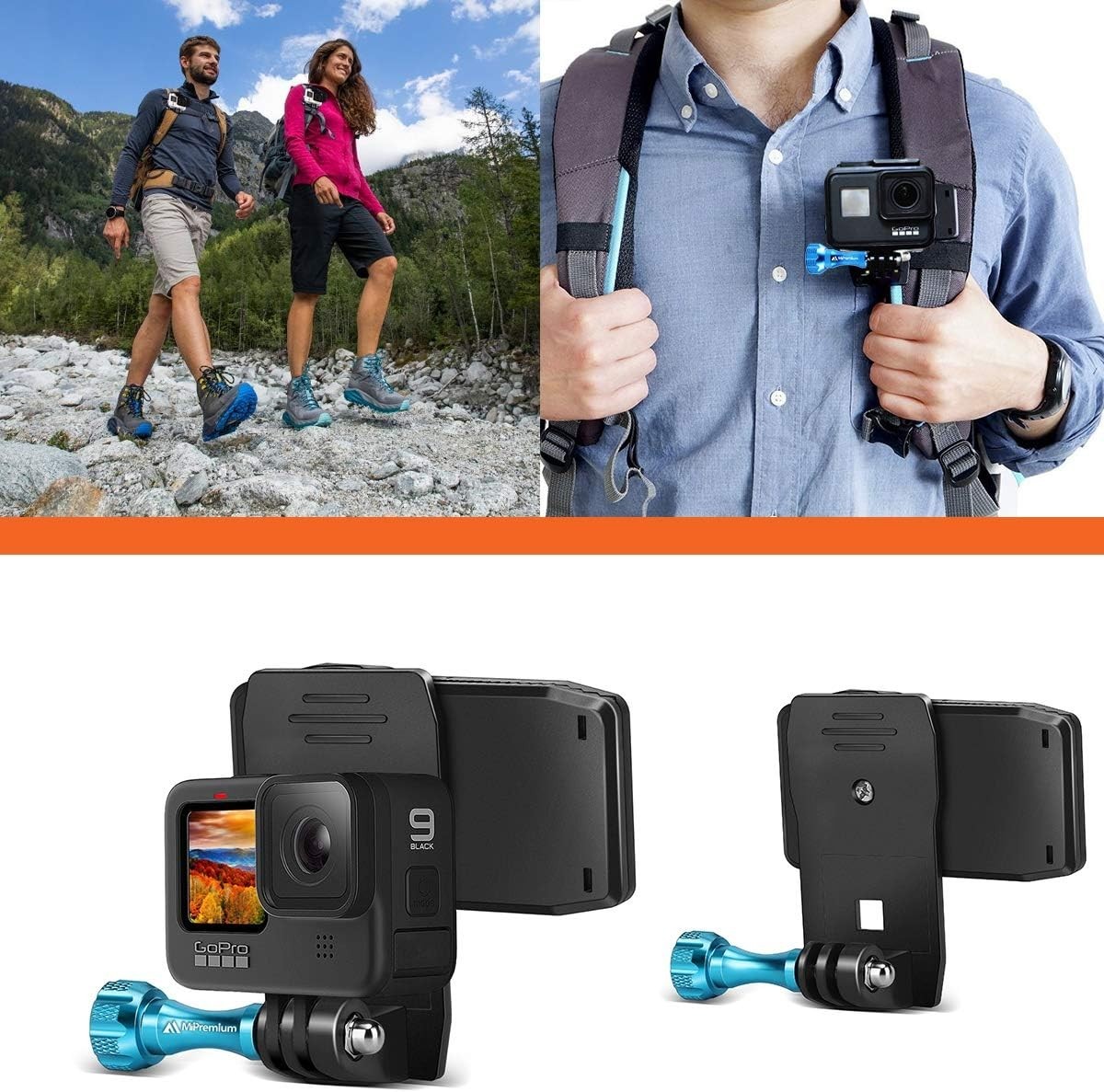 Backpack Strap Clip Mount for Gopro Hero 13 12 11 10 9 8 7 6 5 4 3+ Session Blac