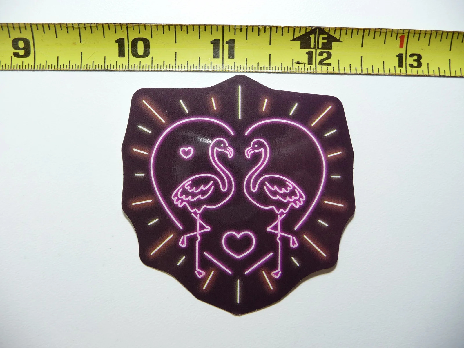NEON SMALL STICKER DECAL FLAMINGO COUPLE LOVE HEARTS FUNNY FUNNY