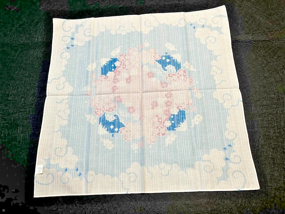 Japanese Furoshiki Mt.Fuji Sakura Cotton Cloth 19.7in Blue Wrapping