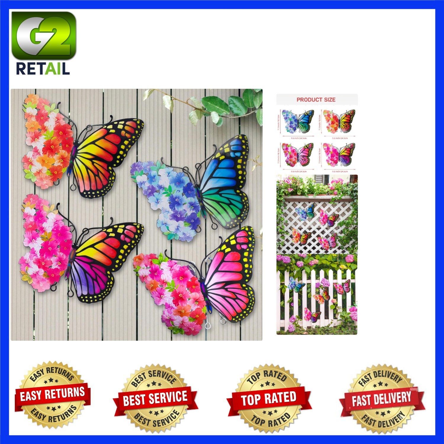 Stylish 4-Pack Butterfly Metal Wall Panels – Perfect for Outdoor Living Spaces