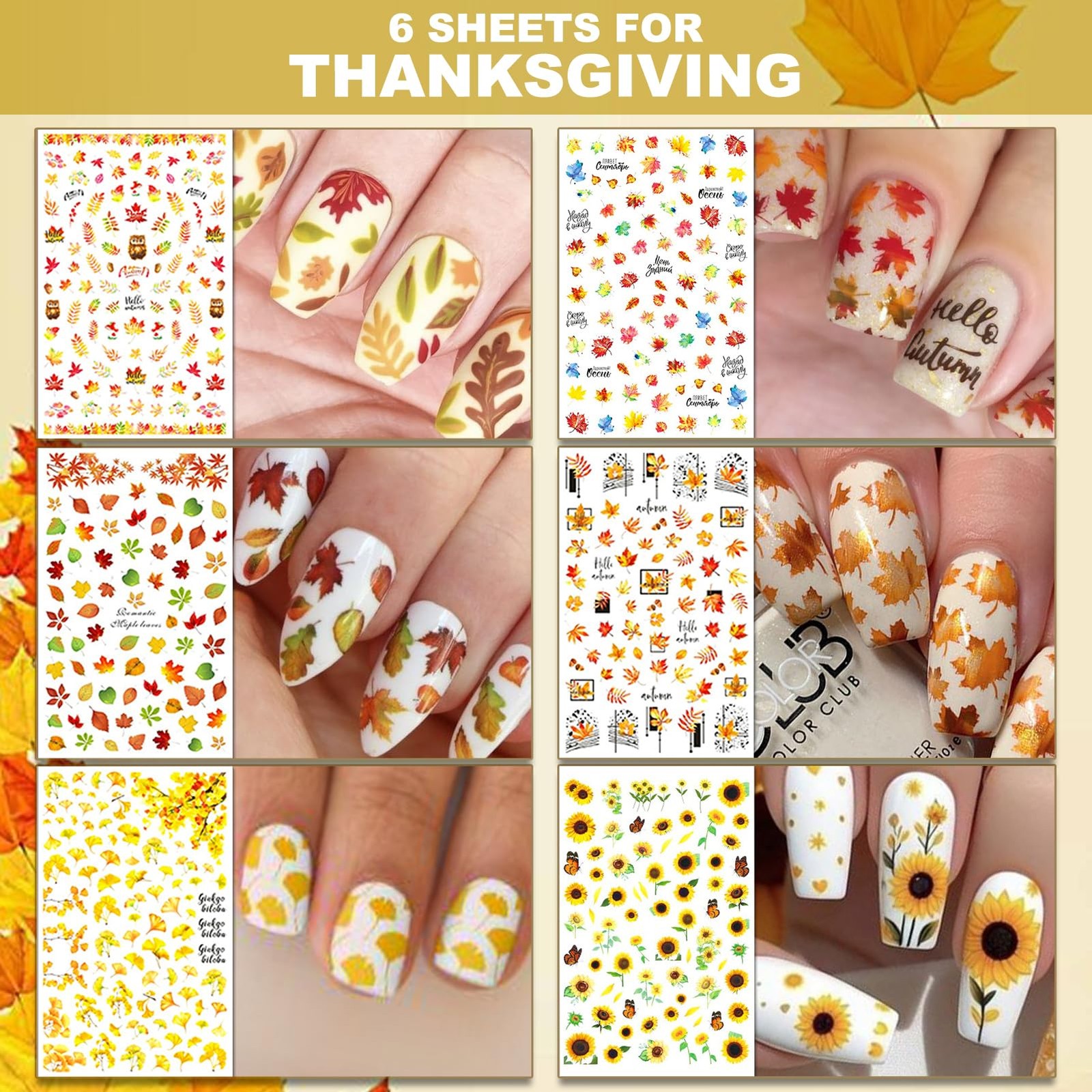 IDDFEVE 30 Sheets All Holiday Nail Art Stickers, Variety 6 Holiday, 30