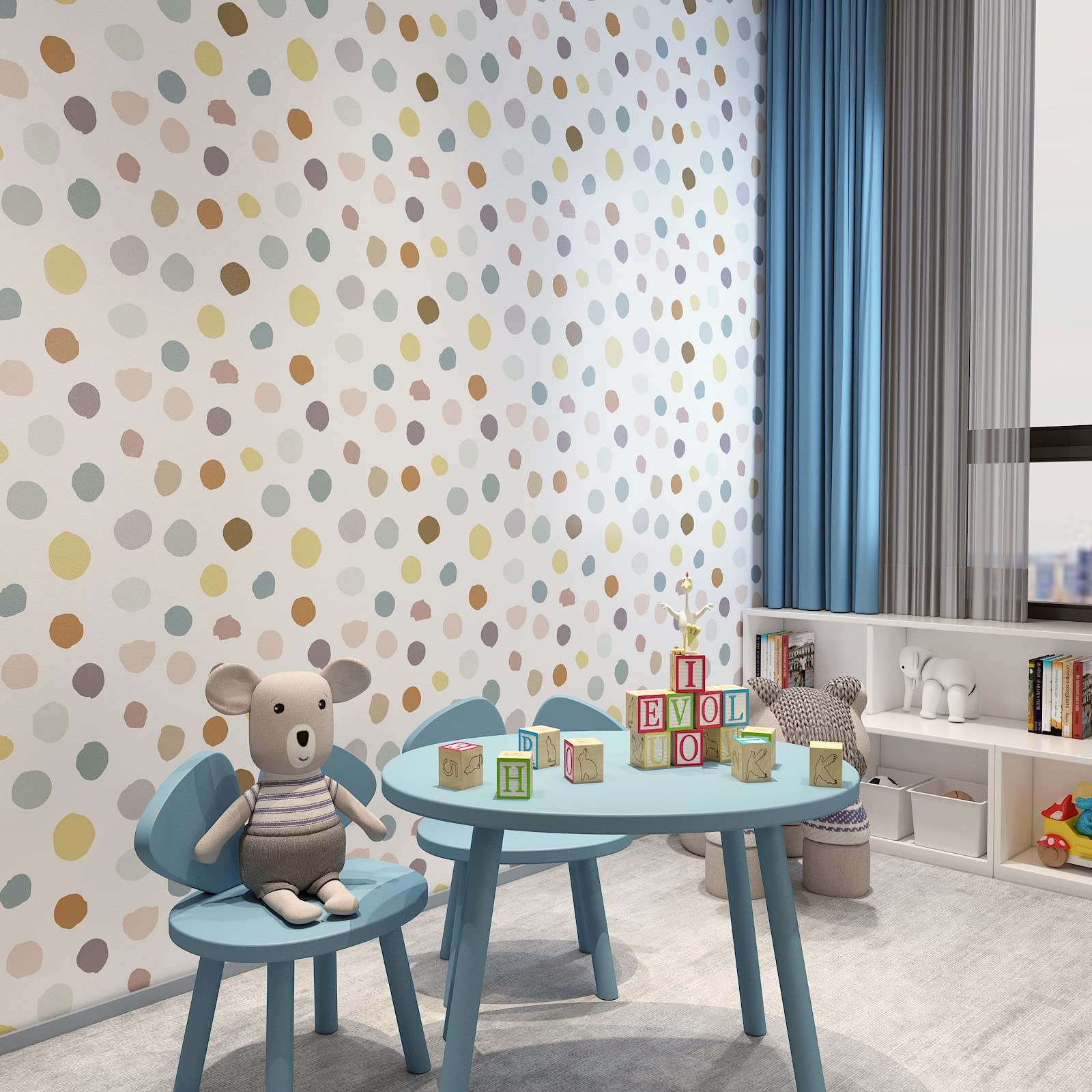 Kids Wallpaper Peel and Stick Colorful Polka Dot Wallpaper 17.5"x120" Self Ad…