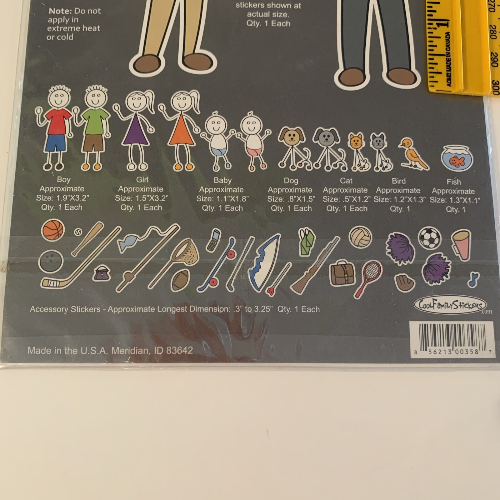 NEW Cool Family Stickers Car Window 18 Pack Mom Dad Kids Boys Girls Pets Sports