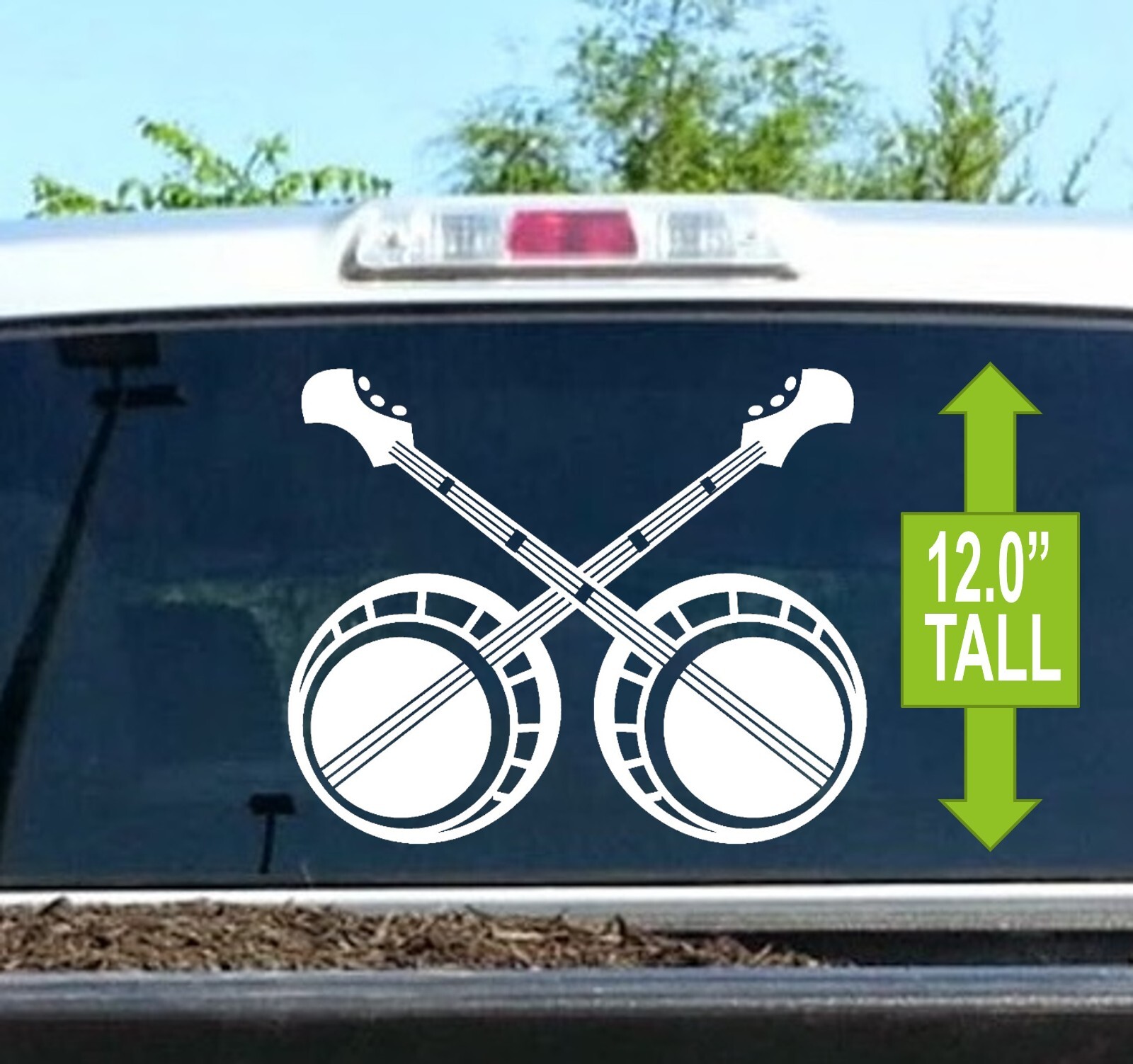 Bluegrass Banjo Decal Sticker Truck SUV Van Large Mountain Music 5-String 12×15