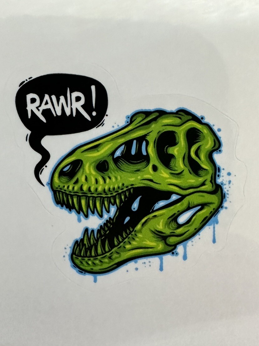 RAWR! ~ T-REX HEAD – Small Vinyl Sticker – 1.5in