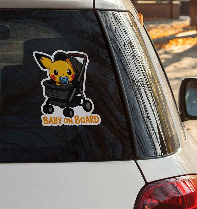 Pichu Baby On Board Decal – Cute Kawaii Anime Car Sticker – Vinyl Window Decal