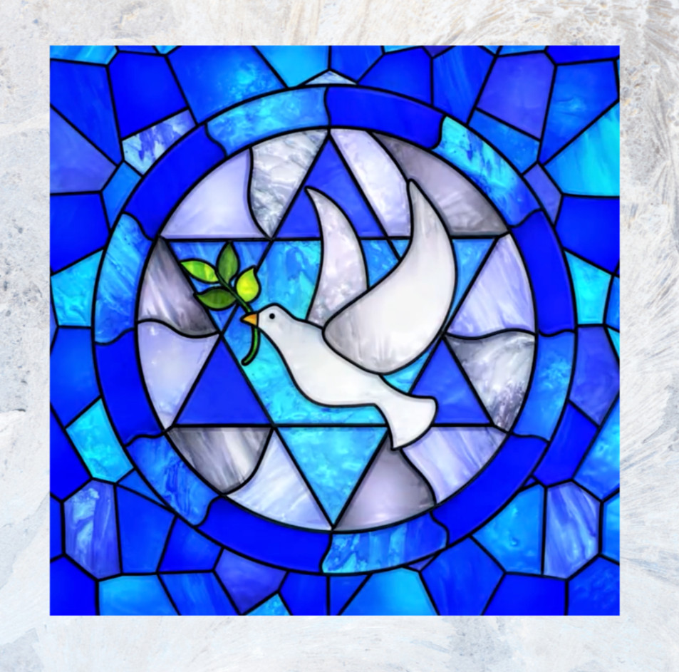 Peace Dove Faux Stained-Glass WINDOW CLING Size 8" Repositionable Vinyl