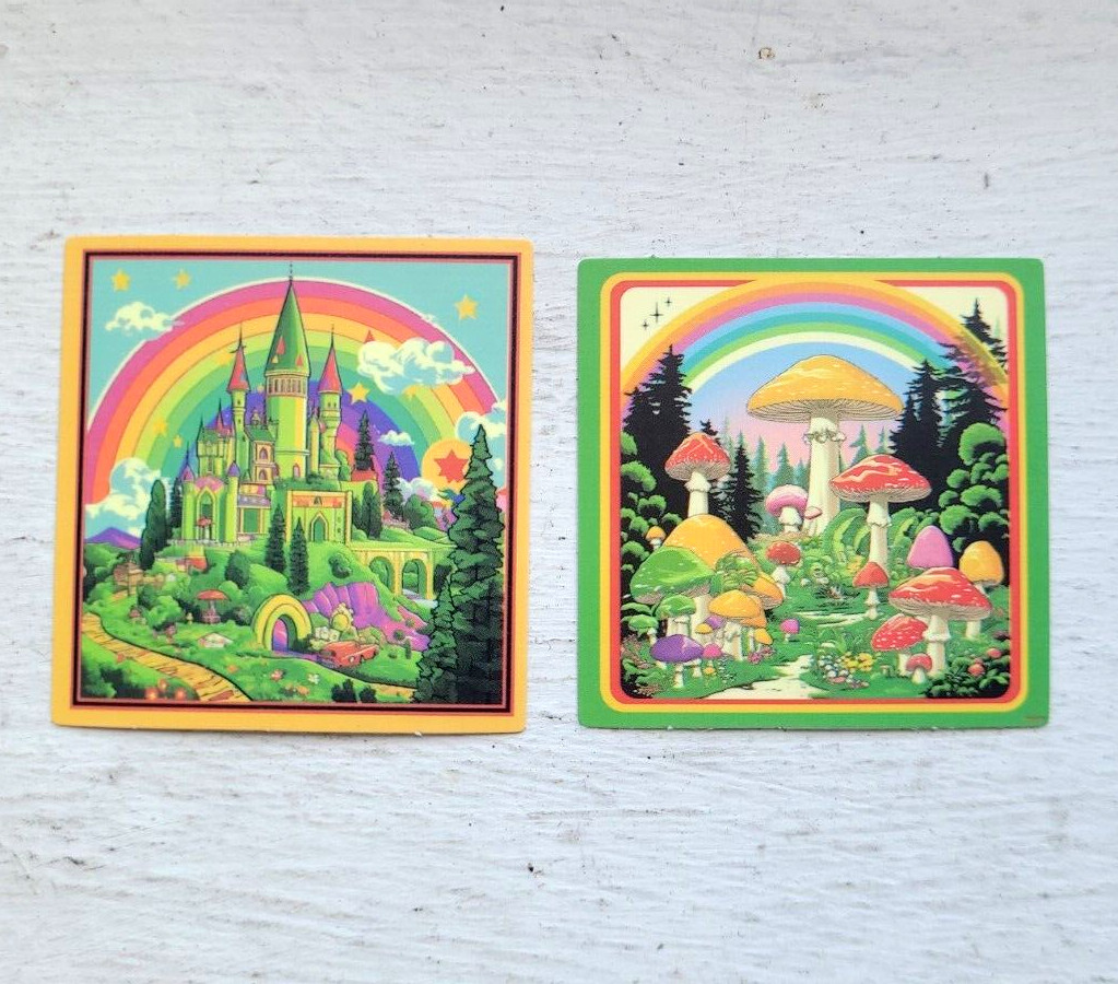 Haunted Active Spirit Creepy Castle And Mushrooms Sticker Lot Of 2 Pcs