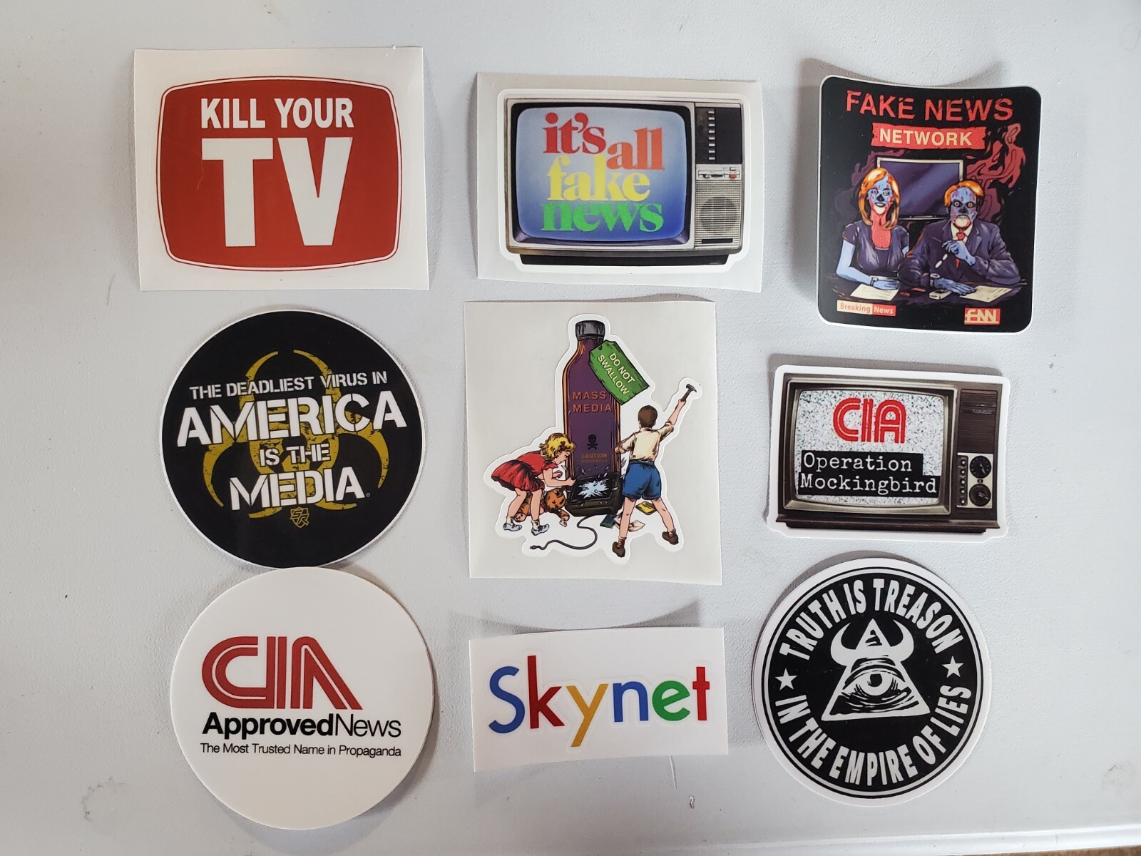 Alex Jones inspired STICKERS 9 Pack LOT September 11th INFO WARS Jason Bermas 😀