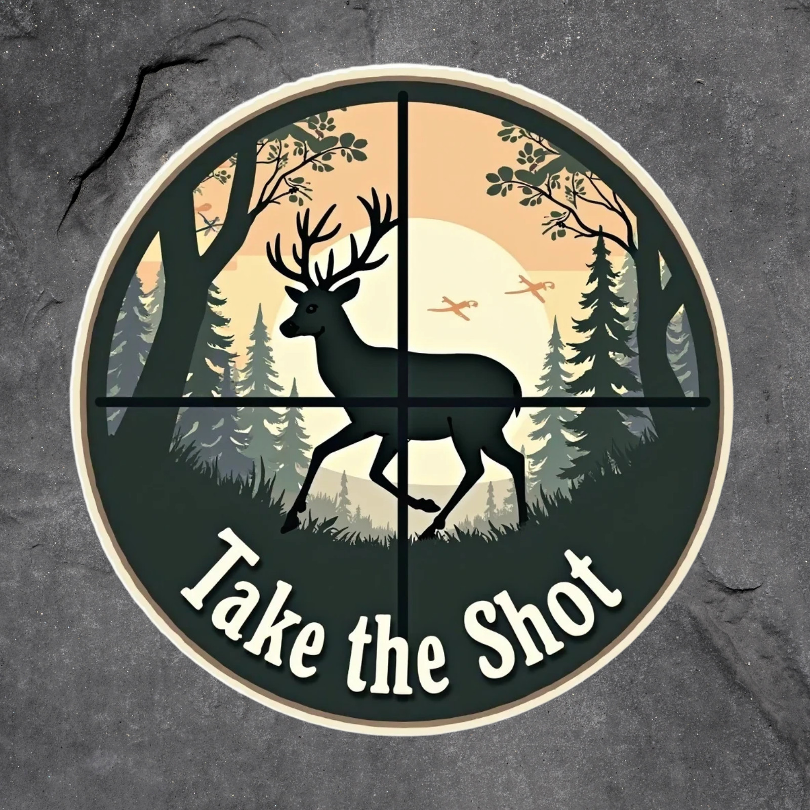 Hunting Sticker Vinyl Decal Take the Shot Deer Crosshair Target
