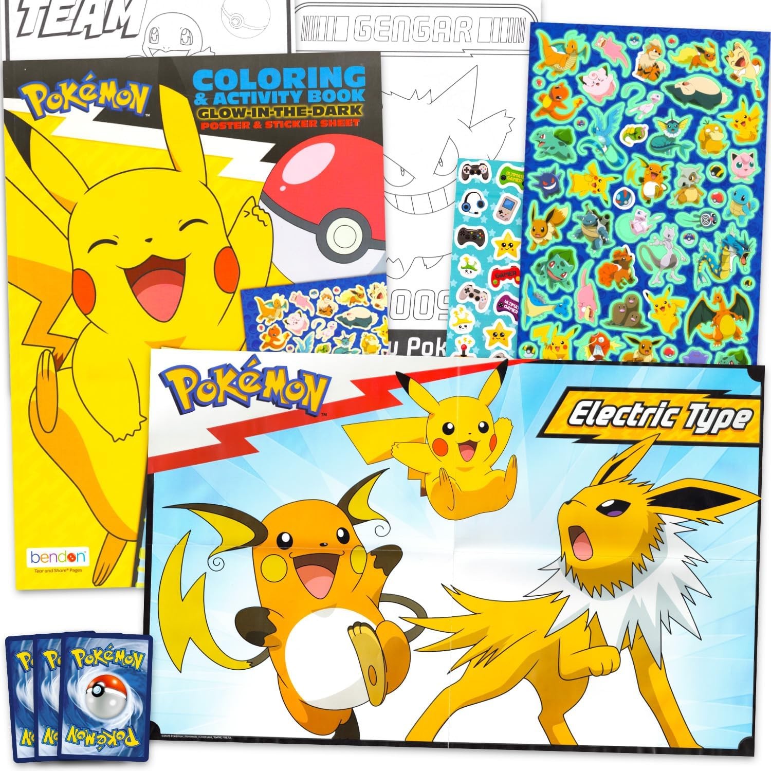 Pokemon Glow in the Dark Poster Set – Room Decor Bundle with Glow in the Dark Po