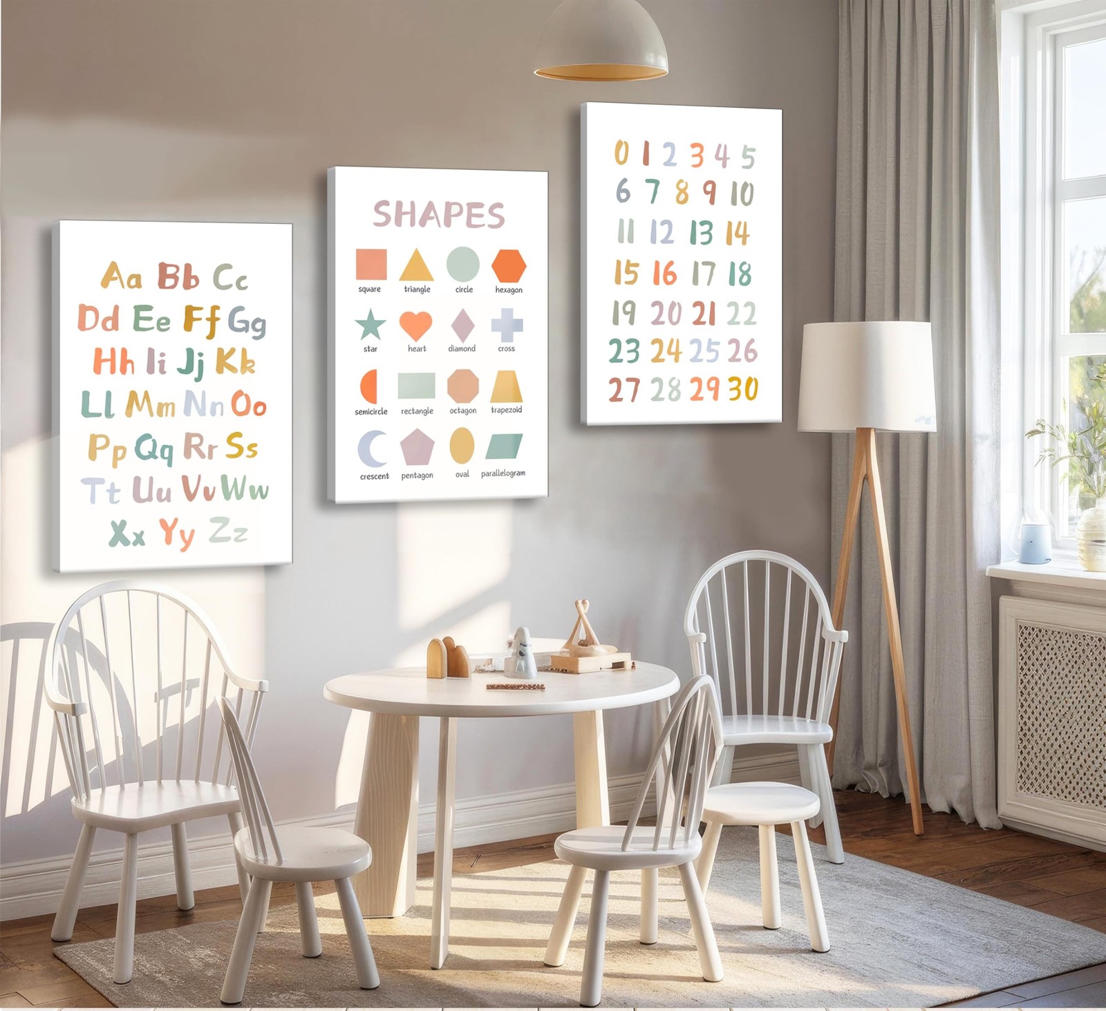 3Pcs Kids Playroom Wall Art Decor Toddler Room Decor ABC Nursery Artwall Shap…