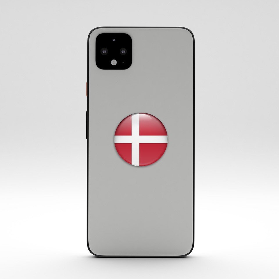 Denmark Flag Dome Sticker 3D Resin Decal Round Glossy Multiple Sizes