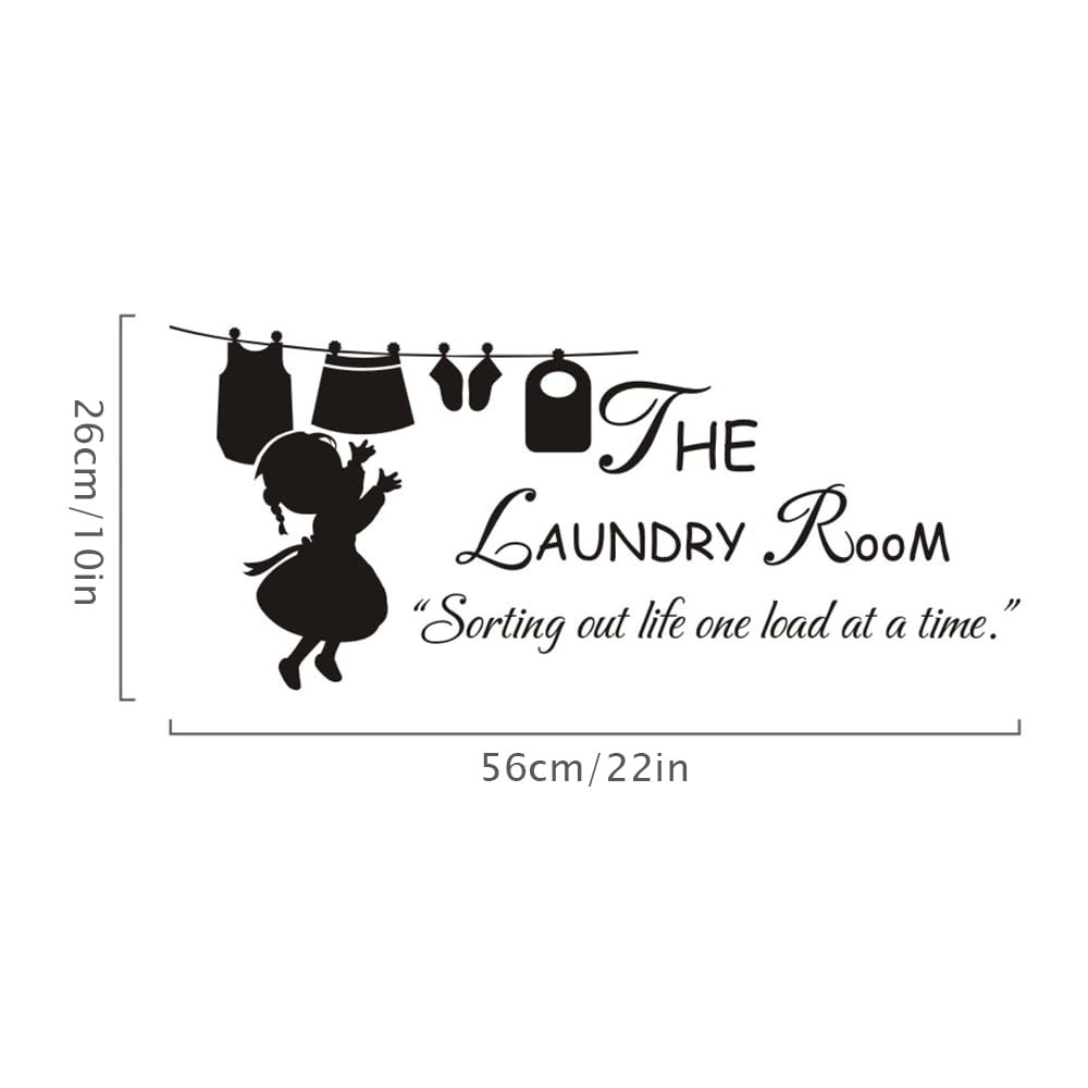 Laundry Room Sign Decals Peel and Stick Wall Lettering Vinyl Art Black