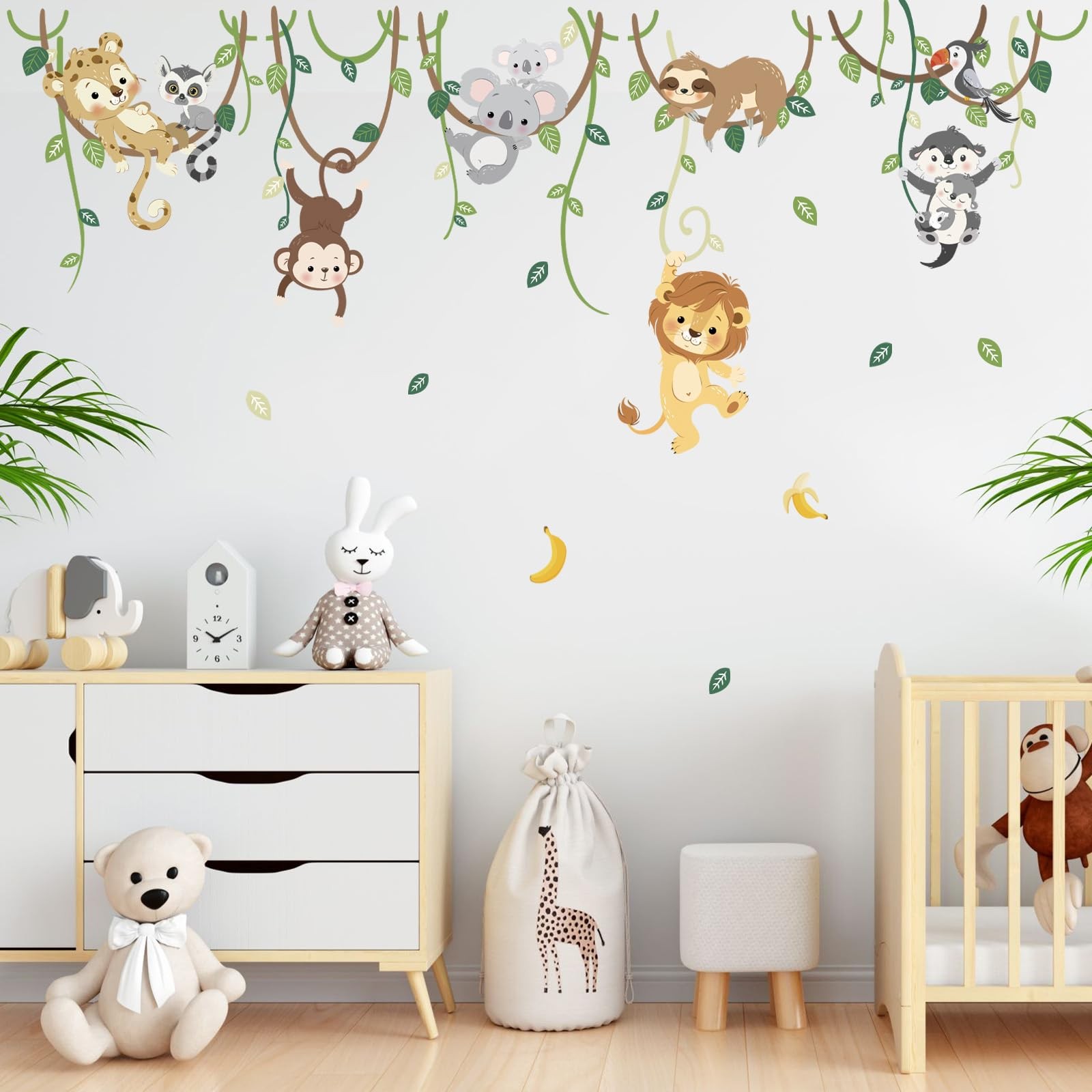 Jungle Animals Safari Wall Decals Lion Monkey Koala Wall Stickers Baby Nurser…