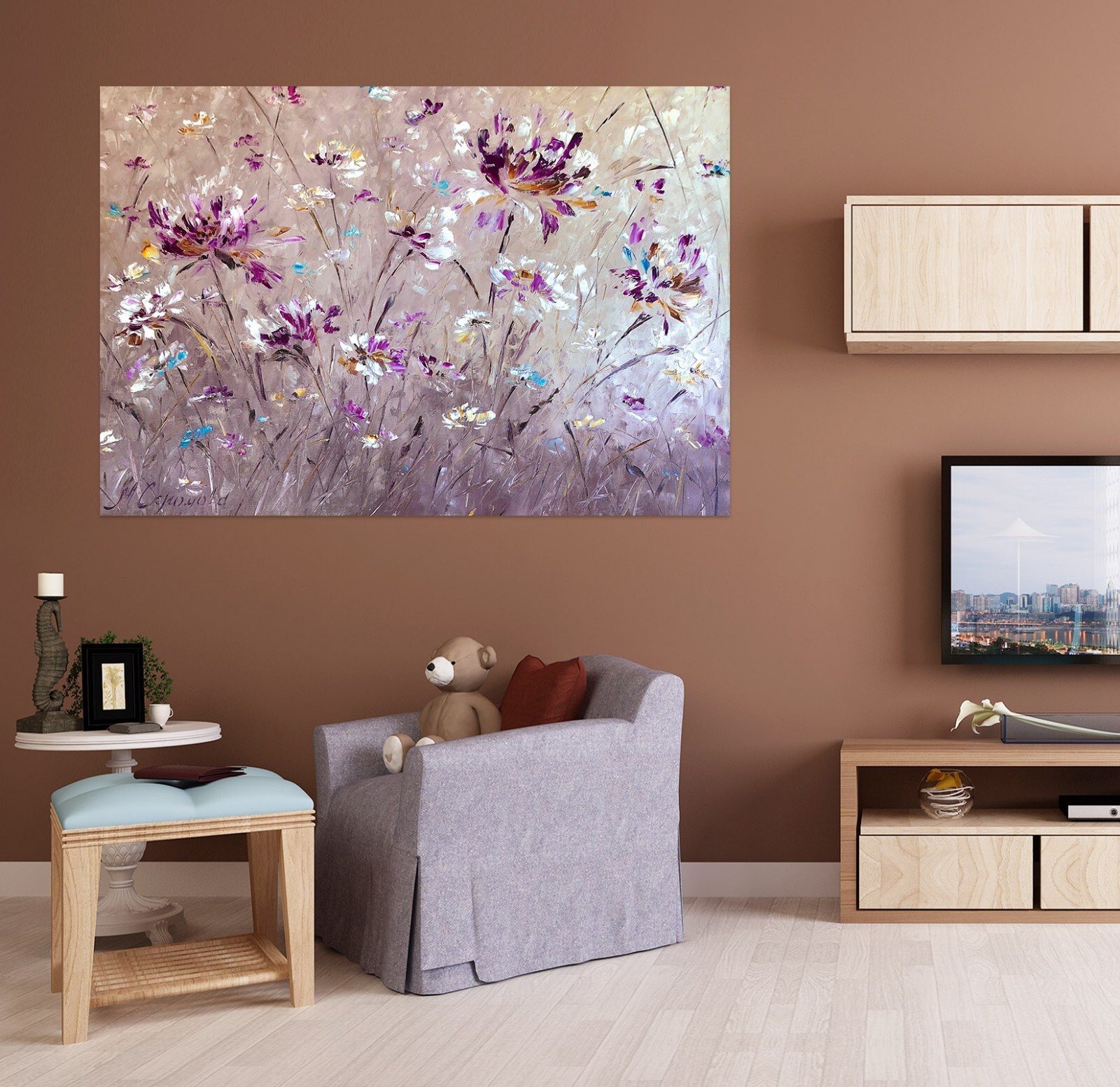 3D Purple Flower A693 Wall Stickers Wall Murals Wallpaper Skromova Marina Amy
