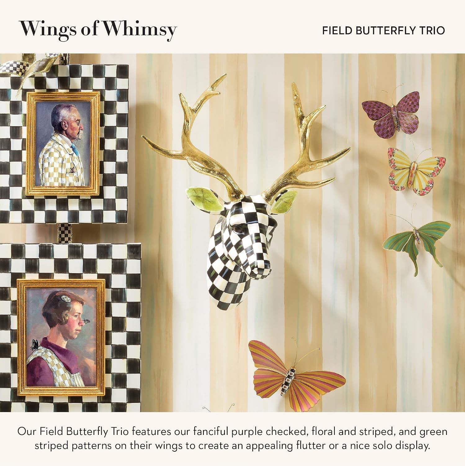 Butterflies Trio Wall Decor Set, Field | Hand-applied design, made from resin…