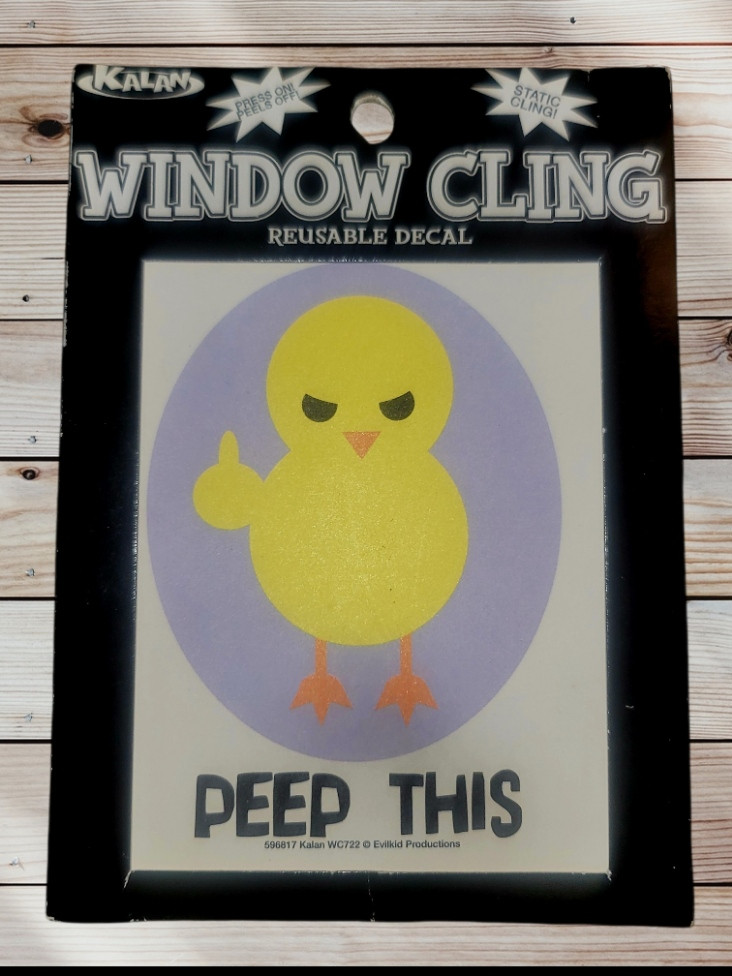 PEEP THIS – Yellow Chick Middle Finger – Window Cling – Reusable Decal – EVILKID