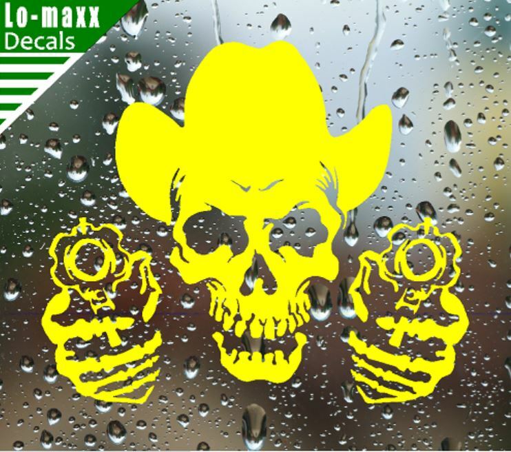 Cowboy Skull And Guns Western Country Car Truck SUV Quality Die Cut Vinyl Decal