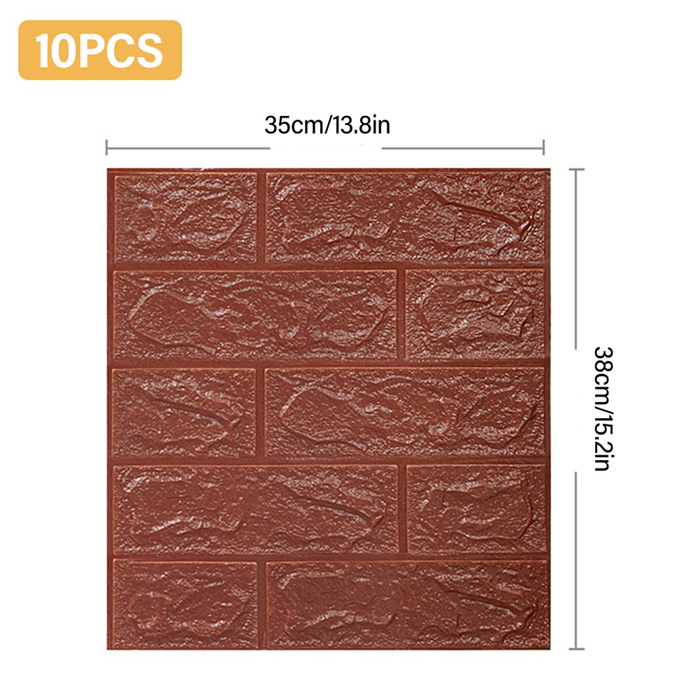 10pc 3D Foam Brick Stone Wall Panels Marbing Wallpaper Self Adhesive Waterproof
