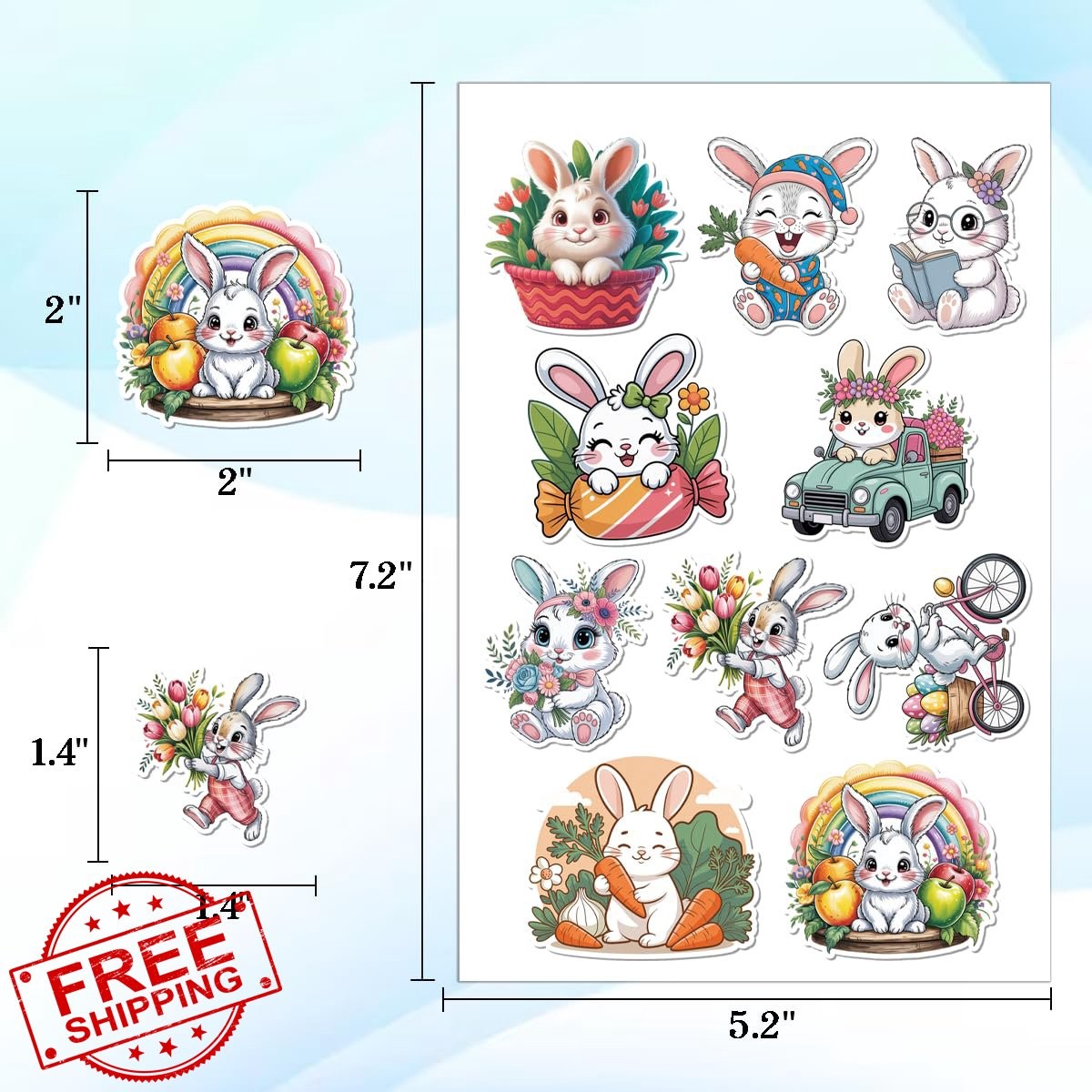 Generic 64Pcs bunny stickers vinyl