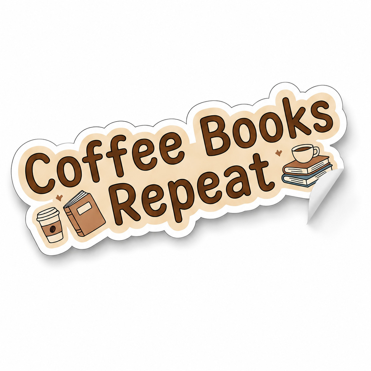 Book Lover Sticker Coffee Books Repeat Reading Vinyl Decal Laptop Bottle