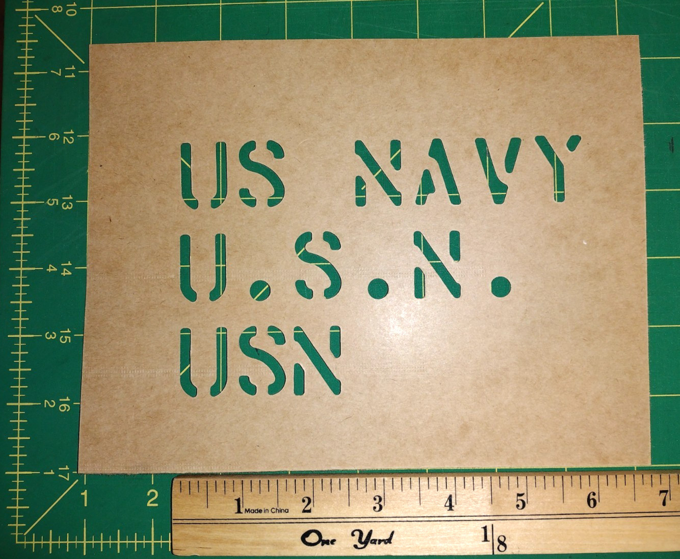 US NAVY – U.S.N. – USN – in 1" letters MARSH US Military Oil board Stencil paper