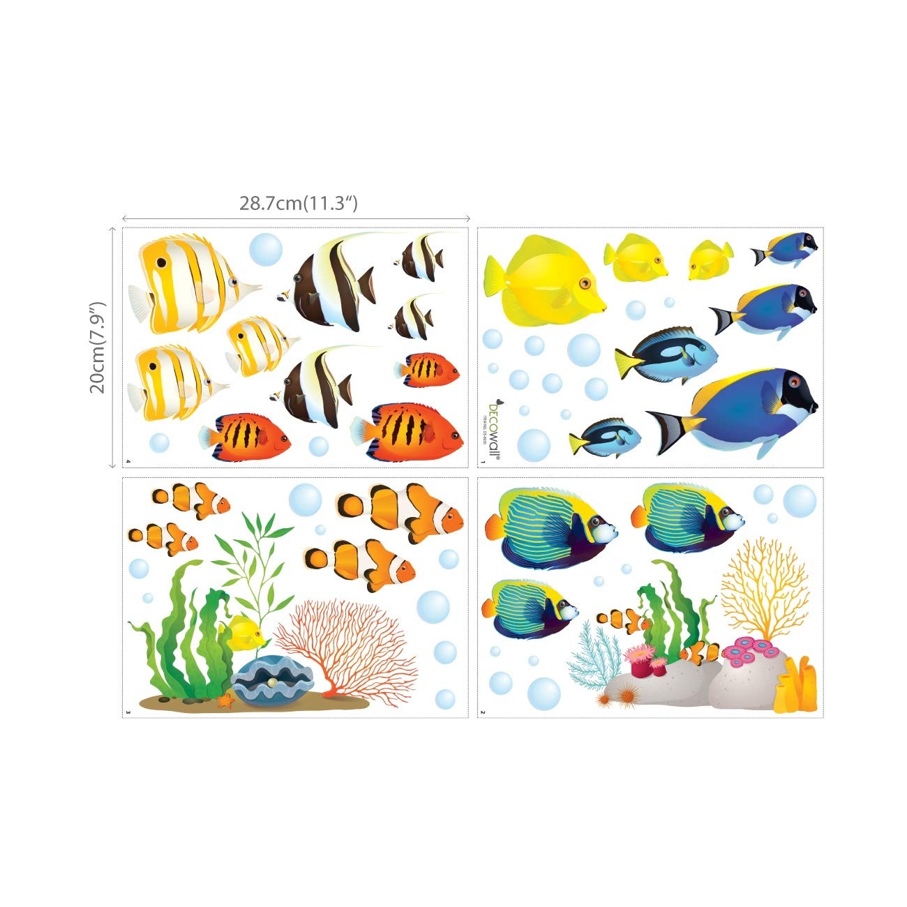 DS-8035 Coral Reef Fish Wall Stickers Wall Decals Peel and Stick Removable Wa…