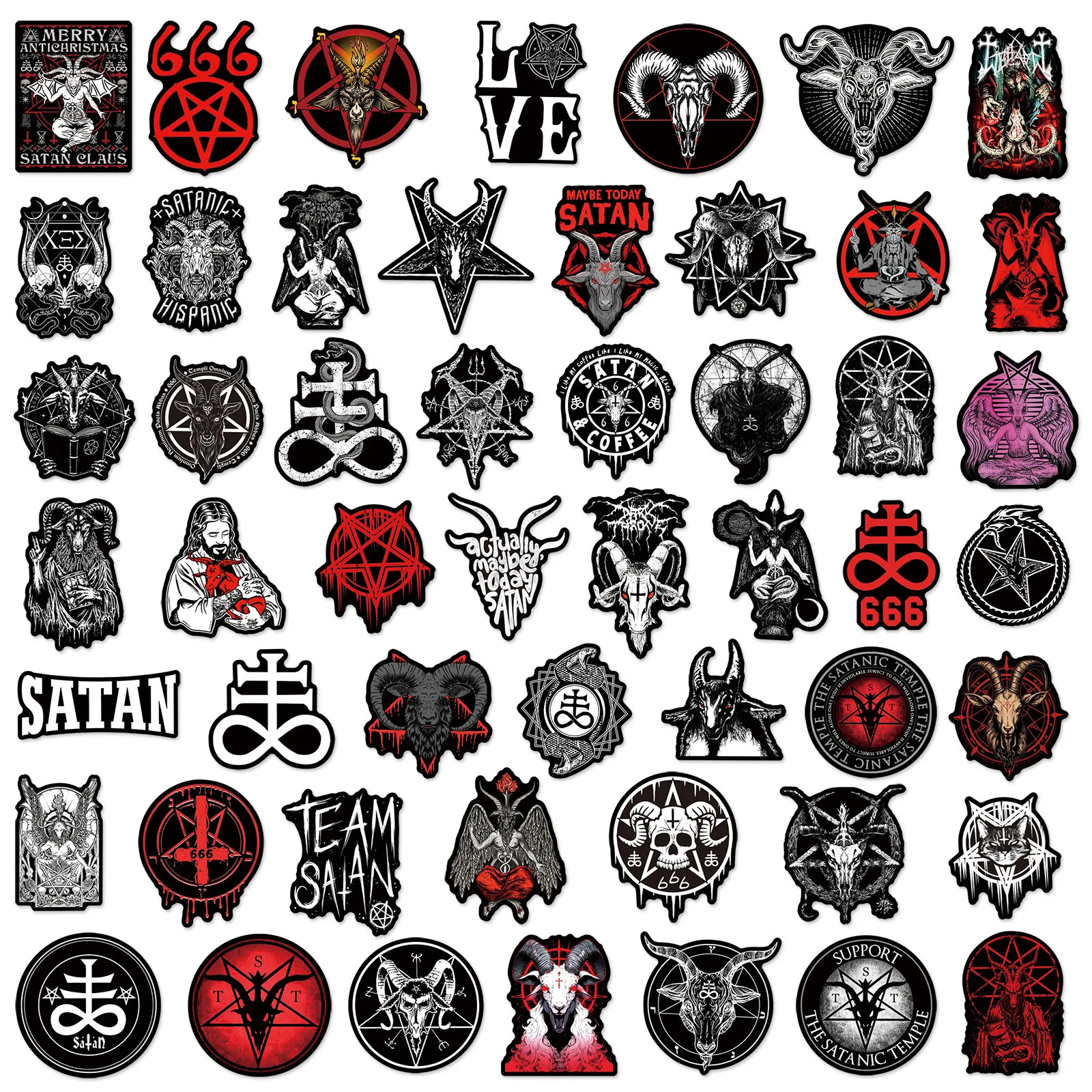 50PC Satanic Symbol Stickers Gothic Occult Baphomet Vinyl Decal Pack 2 Inch