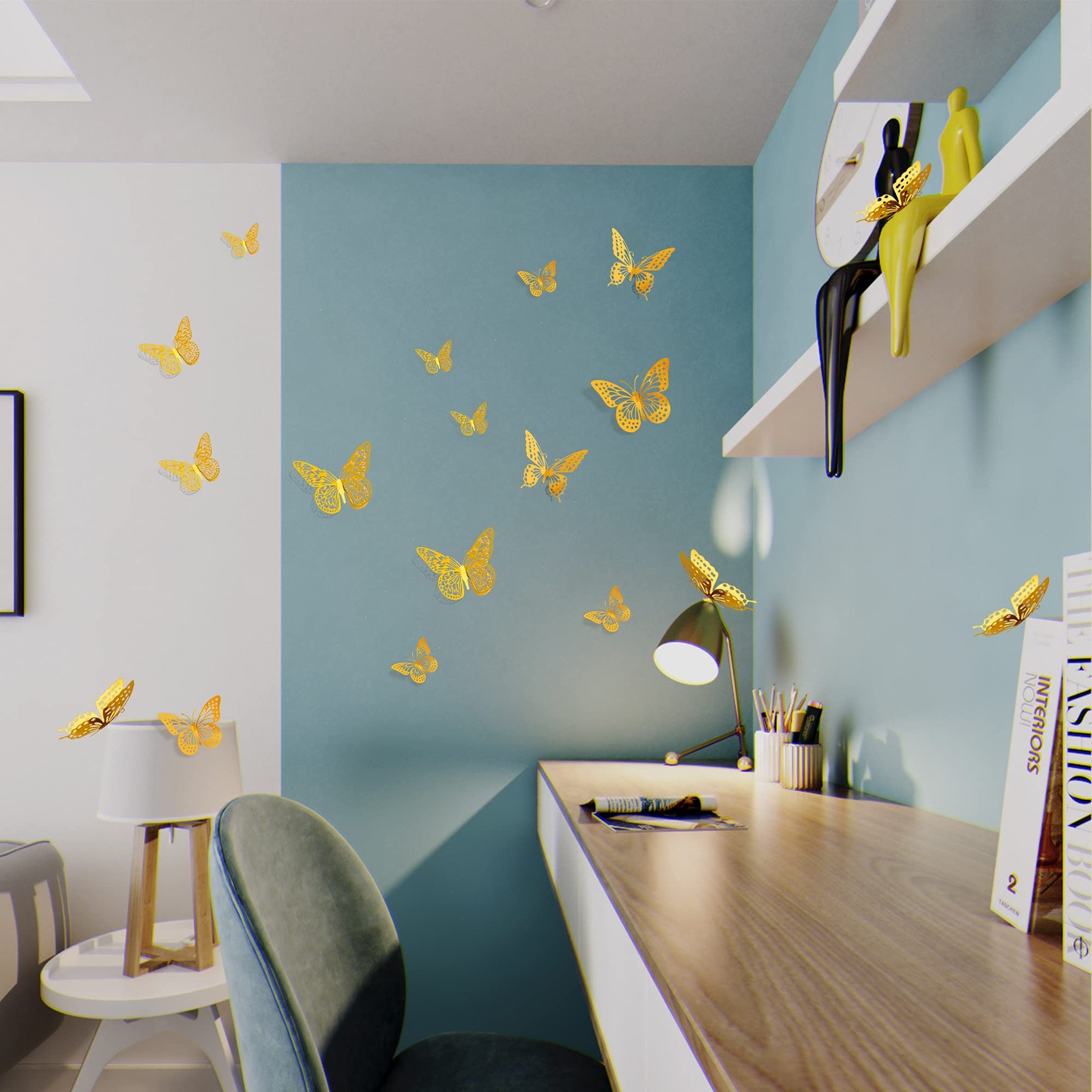 3D Butterfly Wall Decor – 48 Pcs, 4 Styles, 3 Sizes, Gold Butterfly Decoratio…